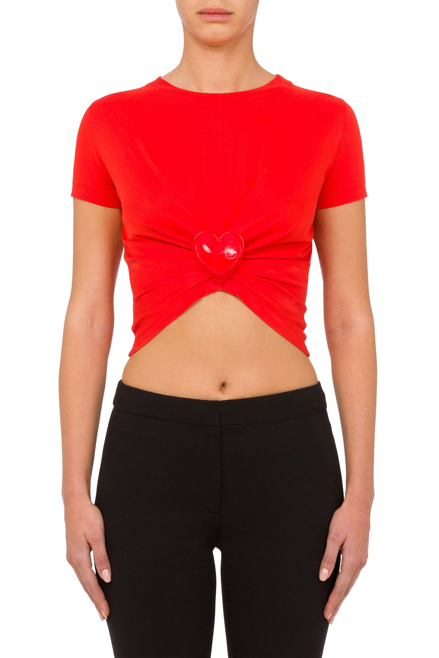 INFLATABLE HEART ORGANIC JERSEY CROPPED T-SHIRT RED 1