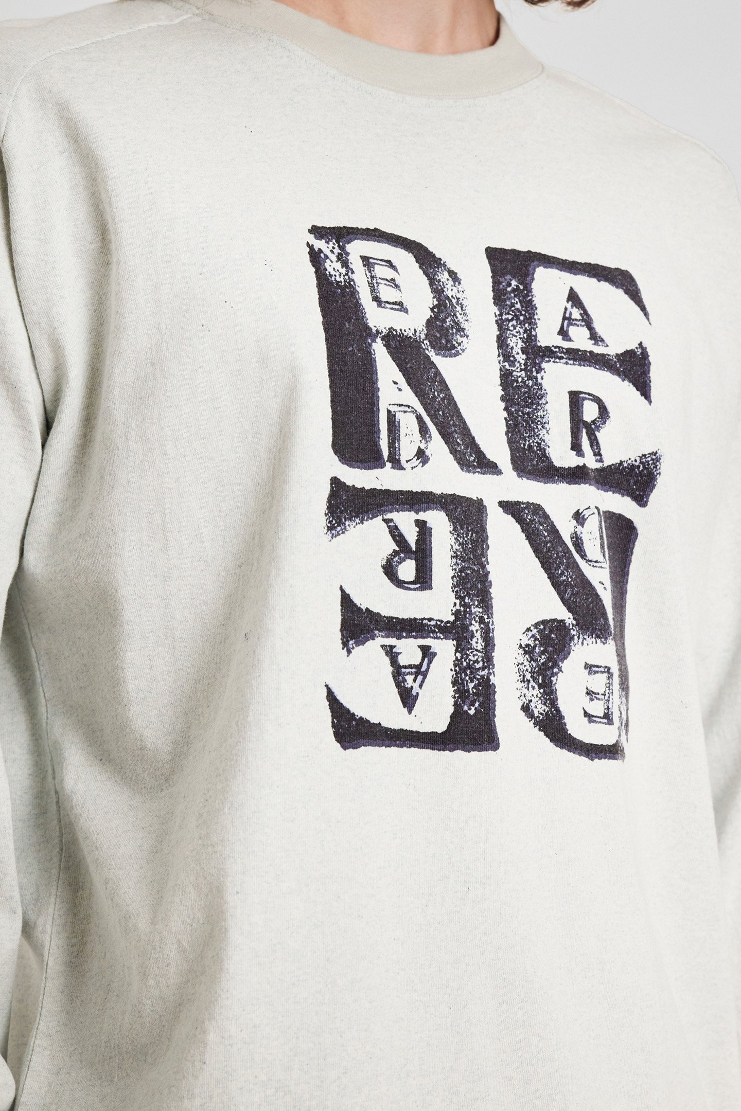 MENS GREY LS TSHIRT STAMP PRINT GREY BEIGE 5