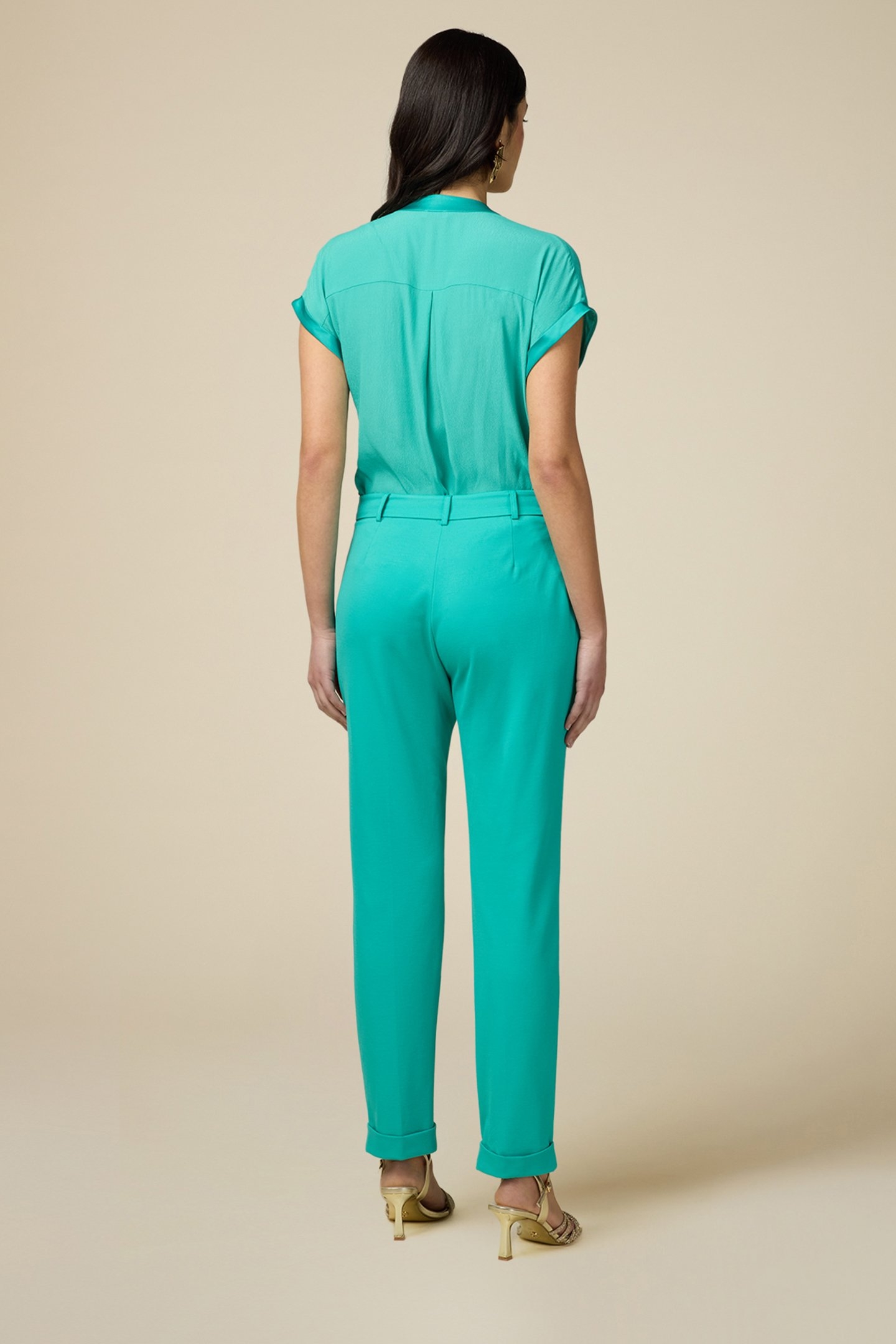 MILANO-STITCH STOVEPIPE TROUSERS AQUAMARINE 3