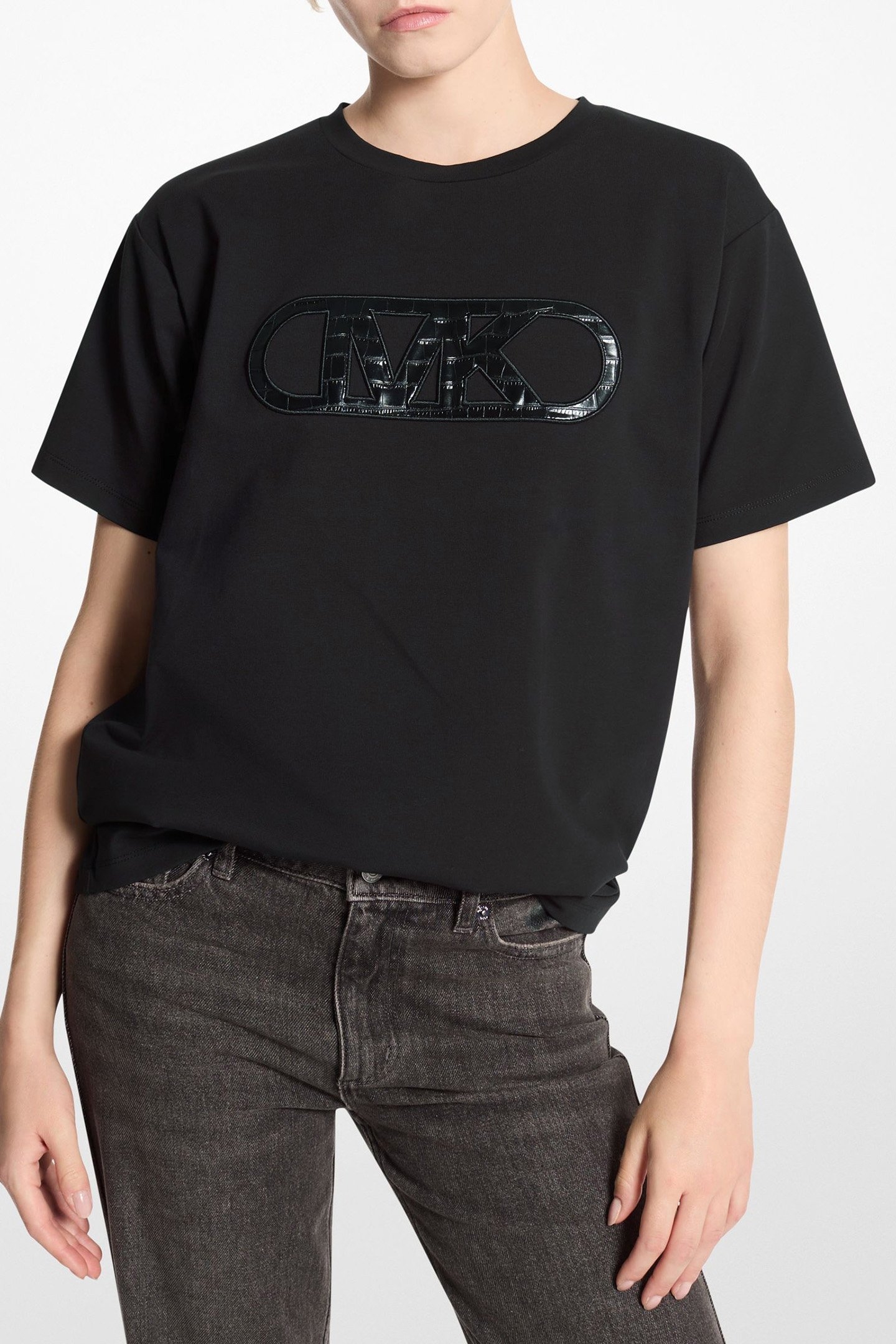 BOYFRIEND T-SHIRT WITH CROC LOGO IN BLACK 1