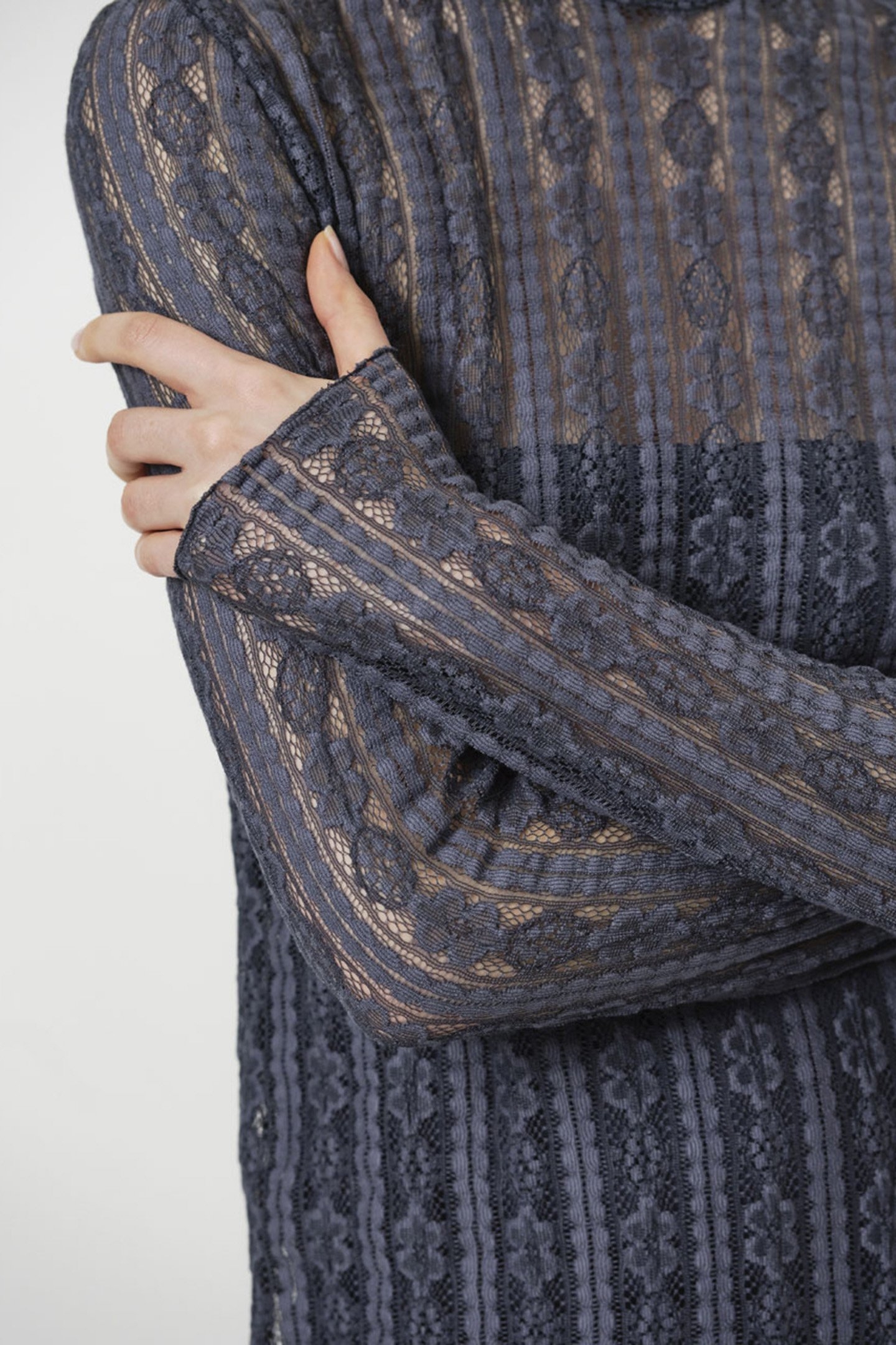 UNIQUE LACE MAXI DRESS ASH BLUE 7