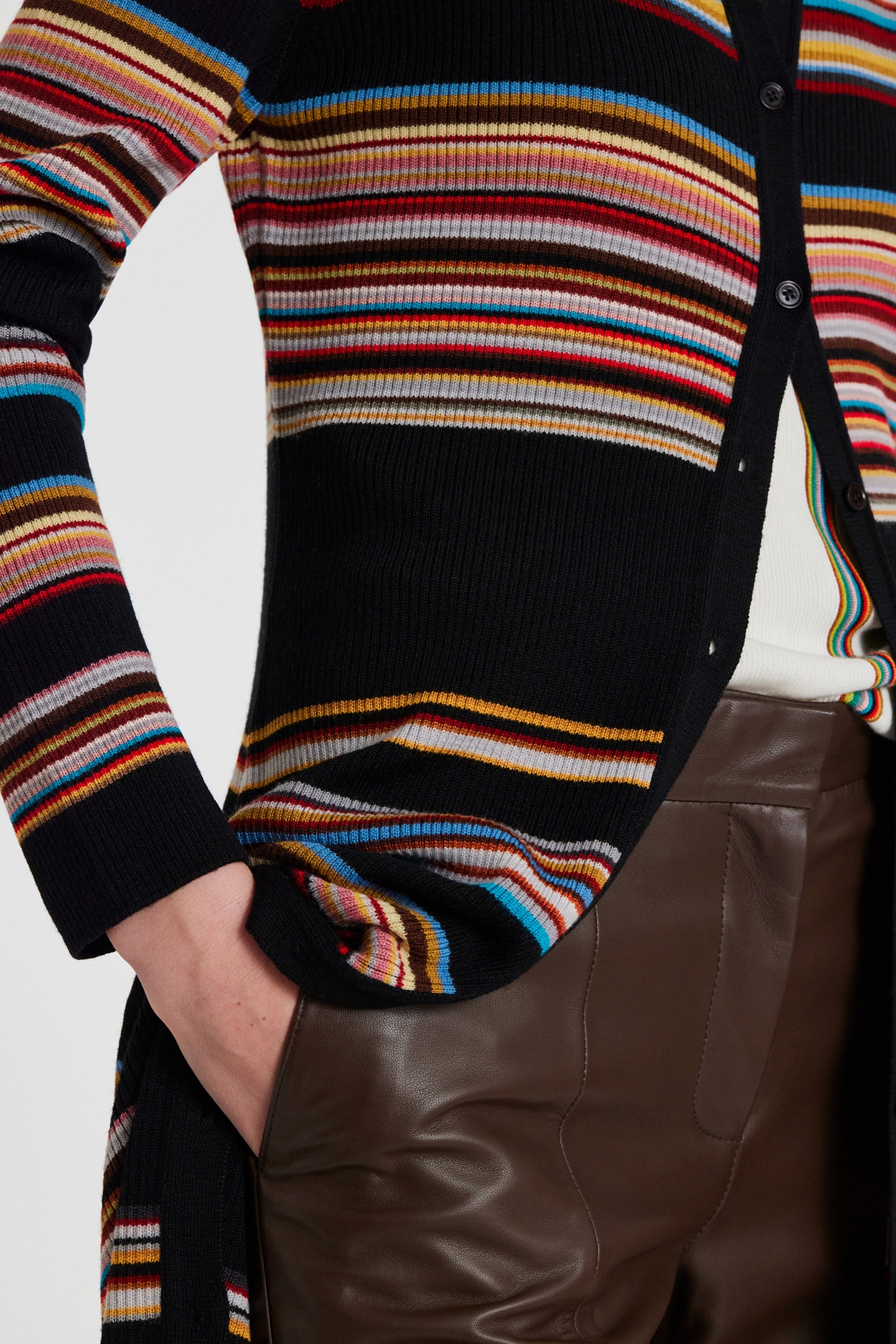 WOMENS KNITTED LONGLINE CARDIGAN BLACK 4