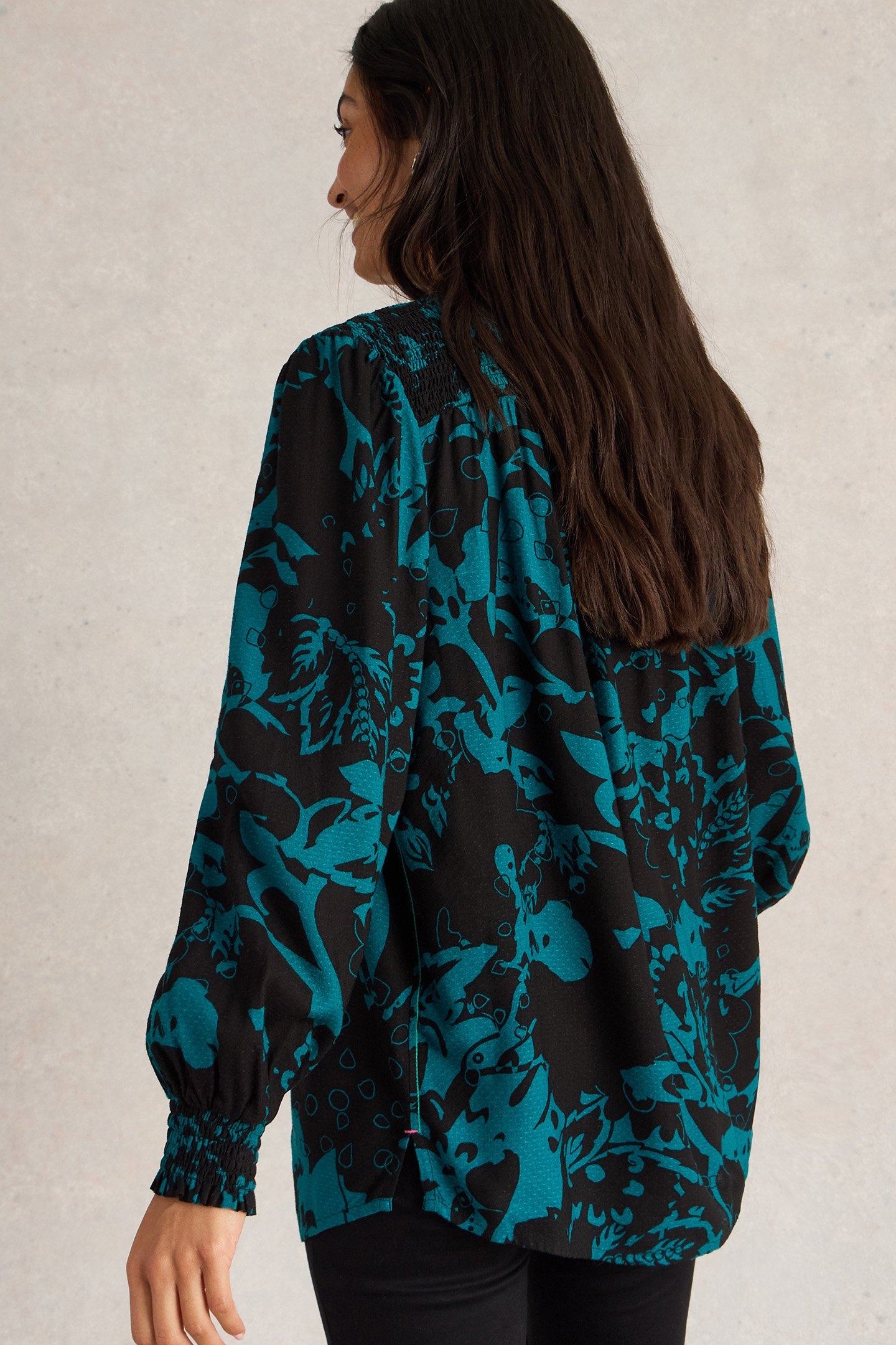 BAY PRINT LONGLINE TOP TEAL MULTI 2