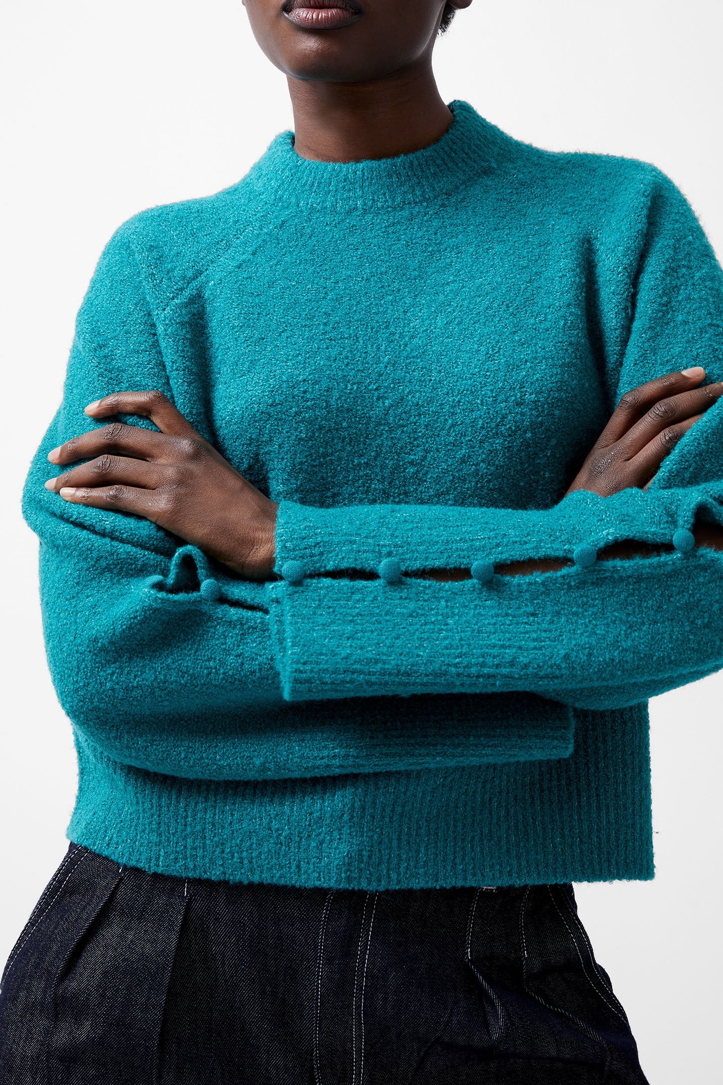 MELISSA BOUCLE LS JUMPER DARK TEAL 3