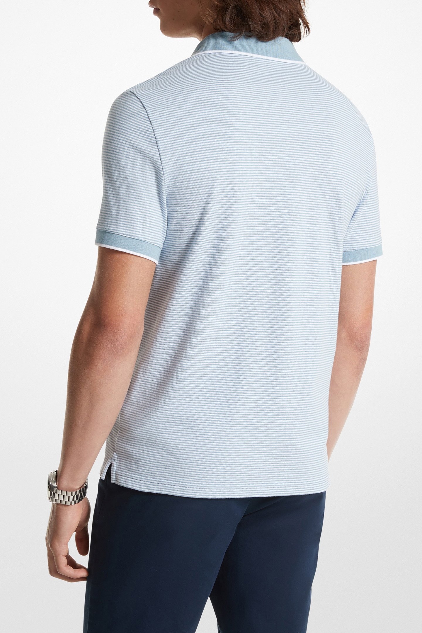 TEXTURED CASUAL POLO SHIRT IN CHAMBRAY BLUE 2