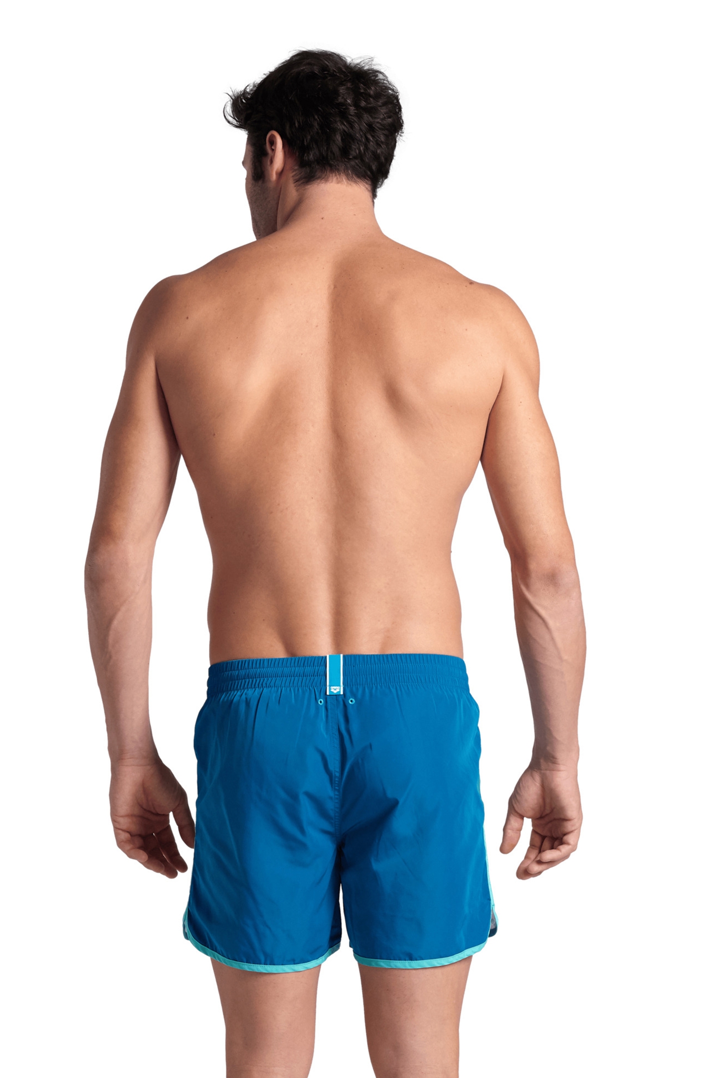 MEN'S ARENA TEAM STRIPE BEACH SHORT BLUE COSMO-WATER-WHITE 2