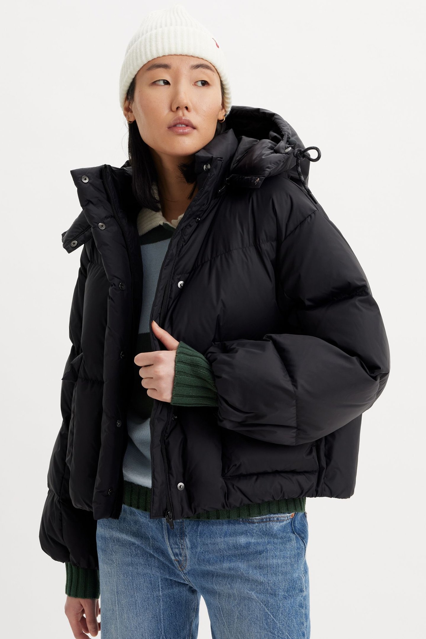 WESTERN BUBBLE SHORTY PUFFER COAT IN CAVIAR 4
