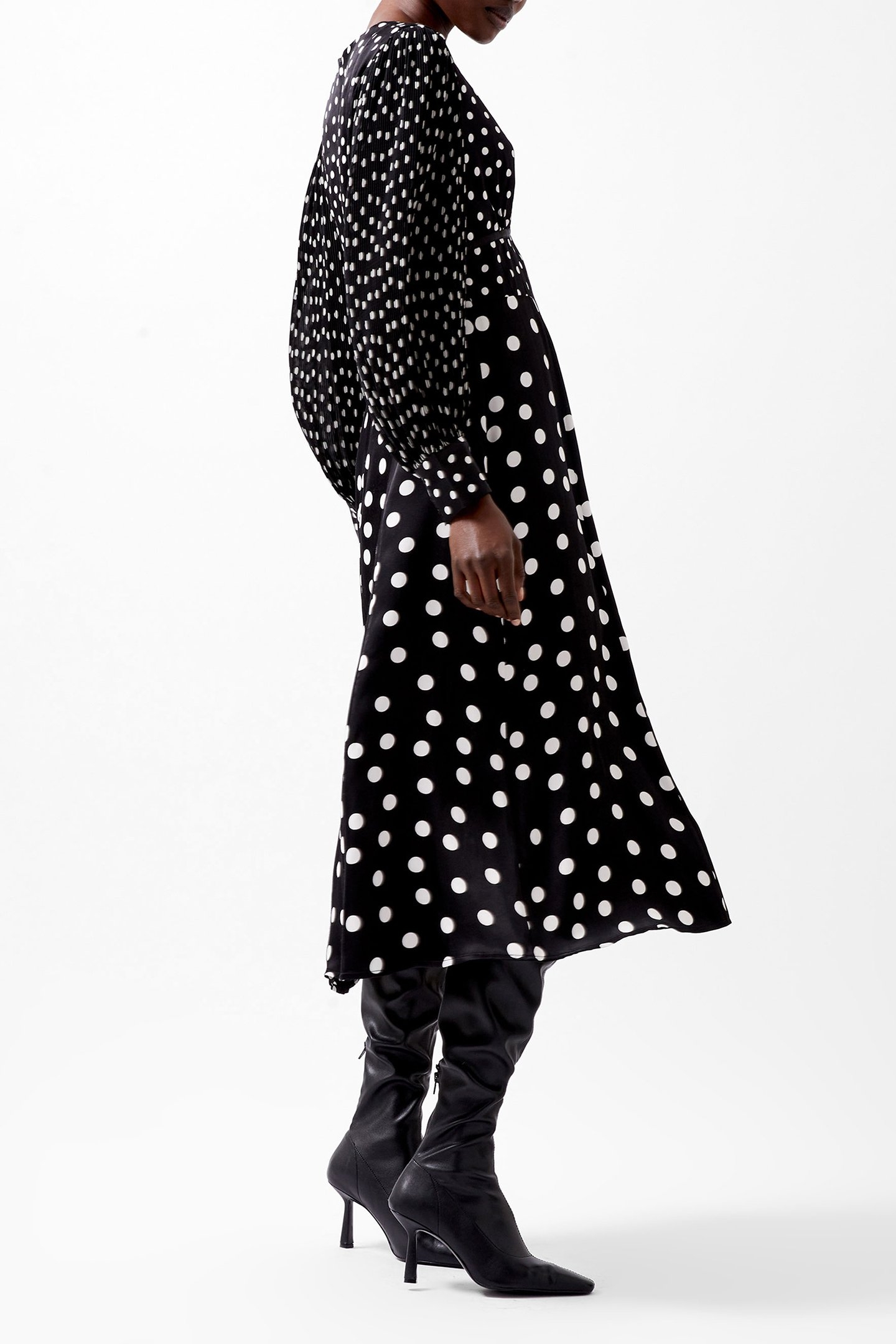 POLKA DOT CANDICE SATIN DRESS BLACK/WHITE 4