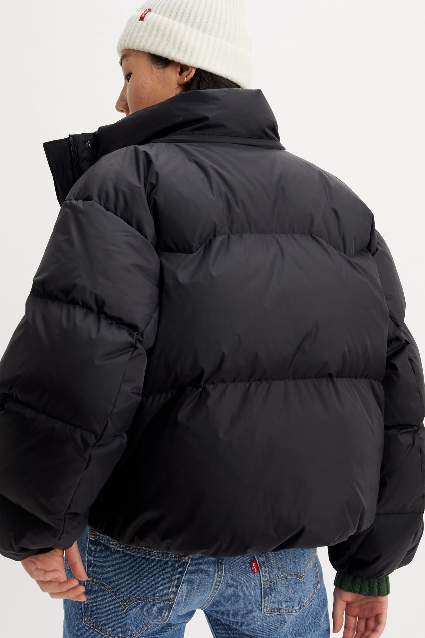 WESTERN BUBBLE SHORTY PUFFER COAT IN CAVIAR 5