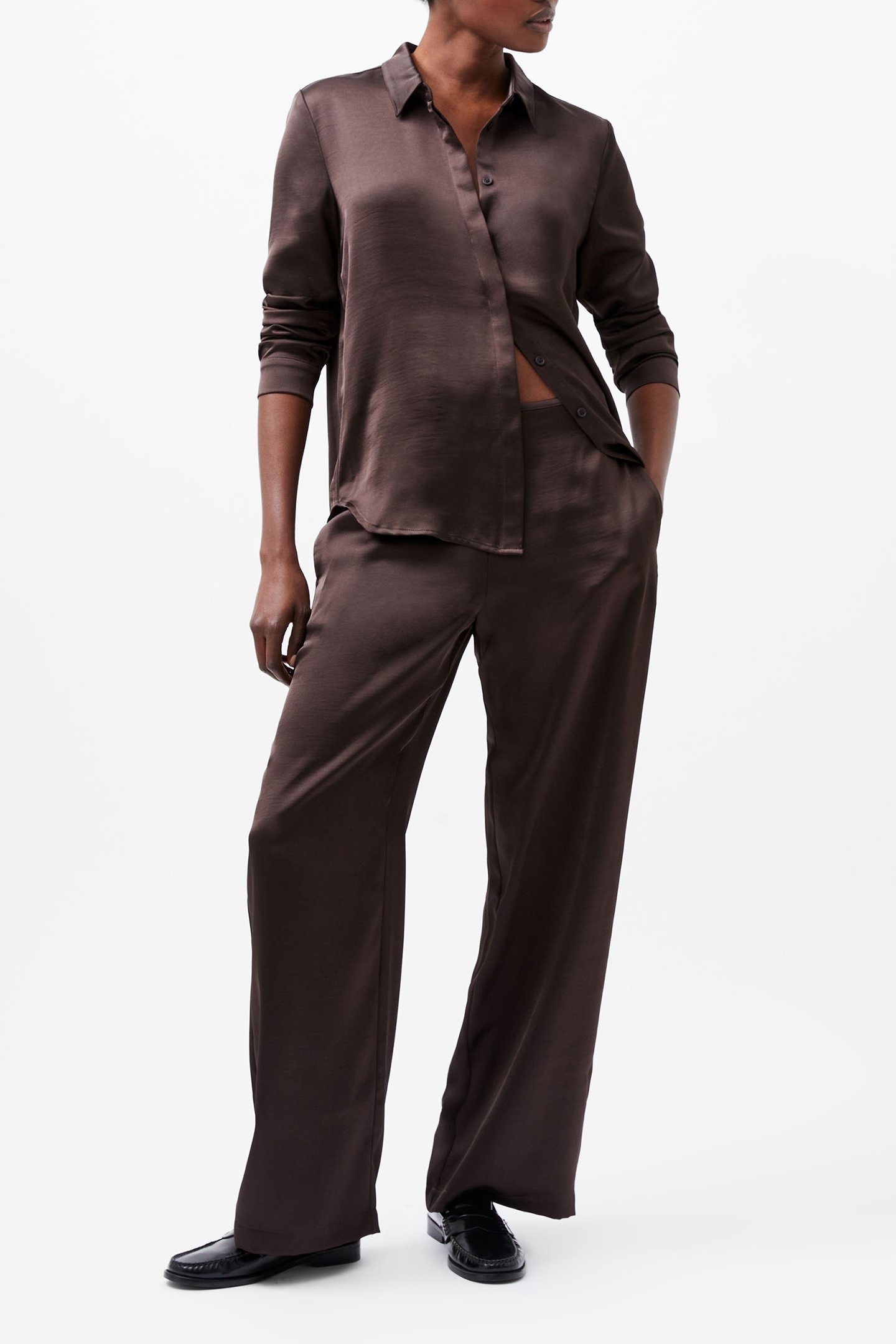 IRINA SATIN SHIRT CHOCOLATE GANACHE 2