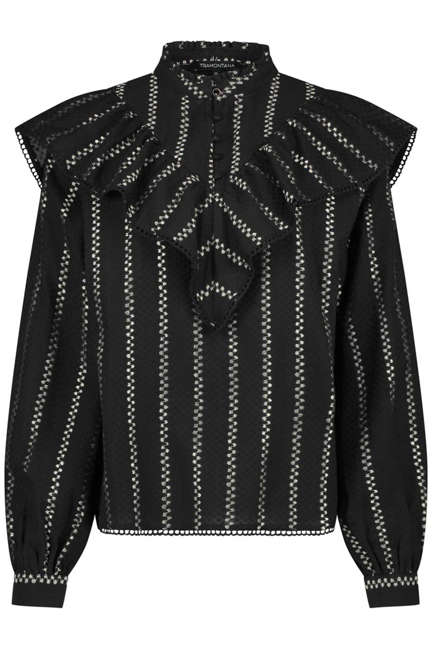 BLOUSE DOBBY RUFFLE BLACK 3