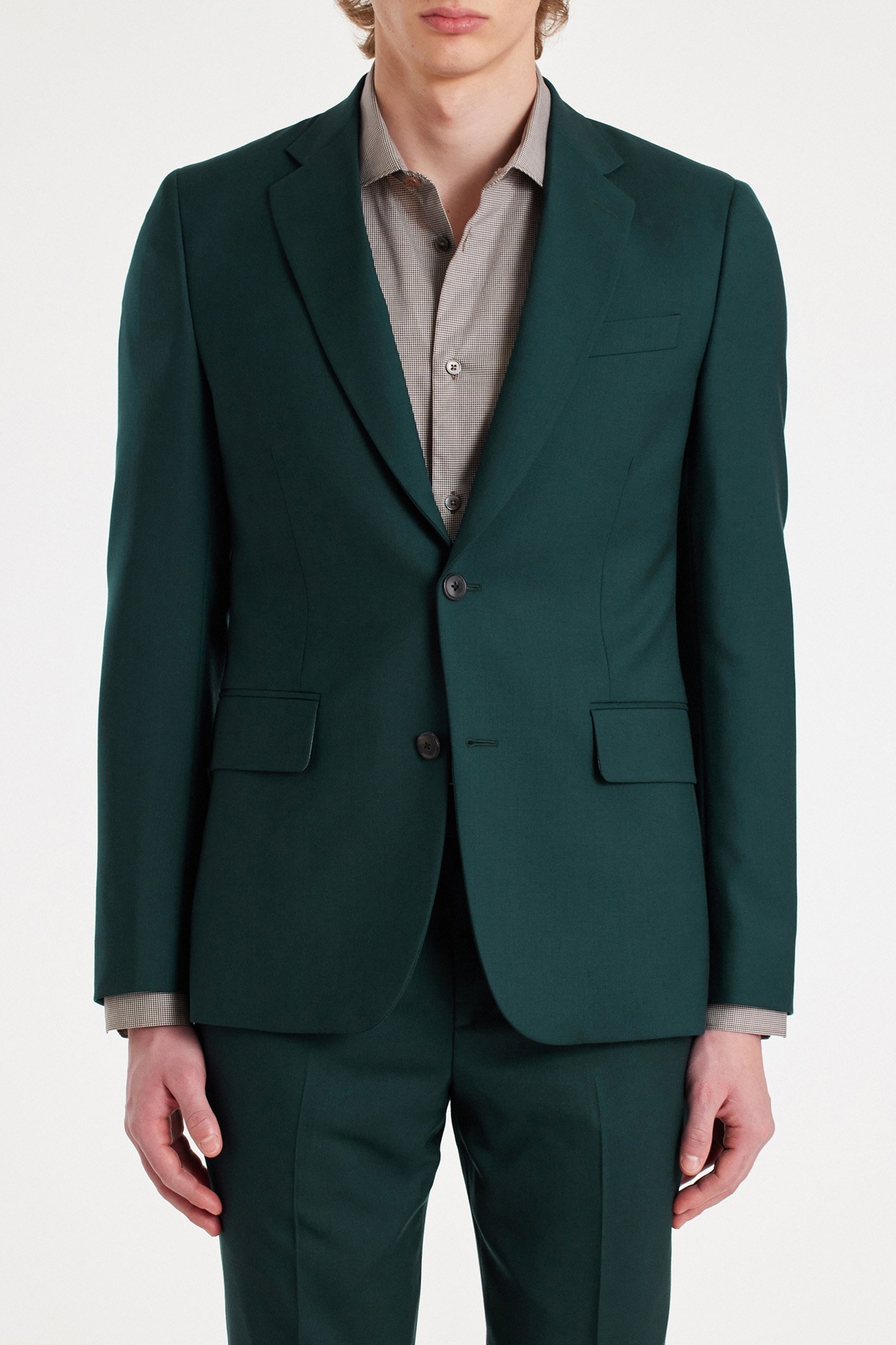 MENS TAILORED FIT 2 BUTTON SUIT PETROL GREEN 2