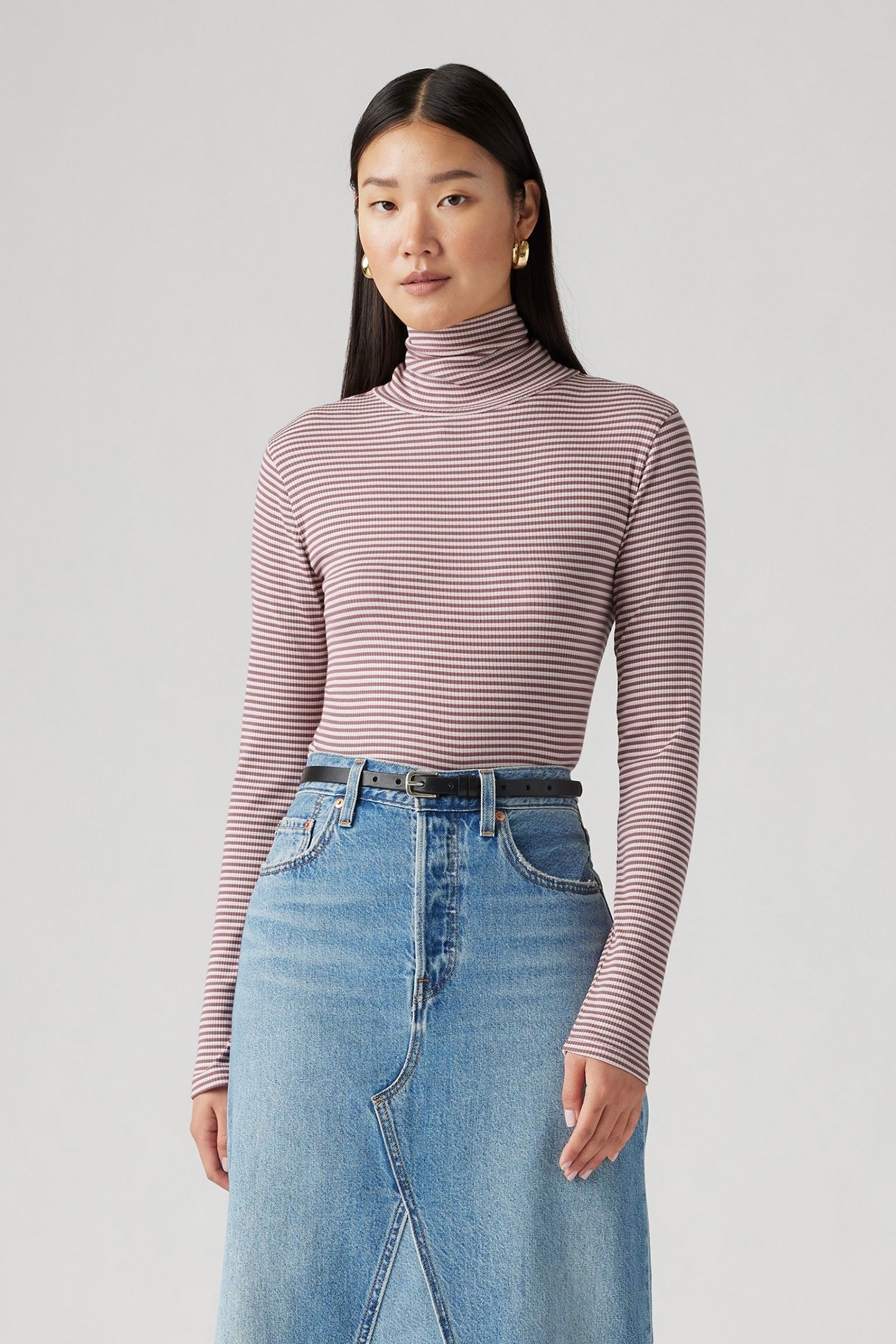 DREAMY TURTLENECK ICEBERG STRIPE ROSE TAUPE 1