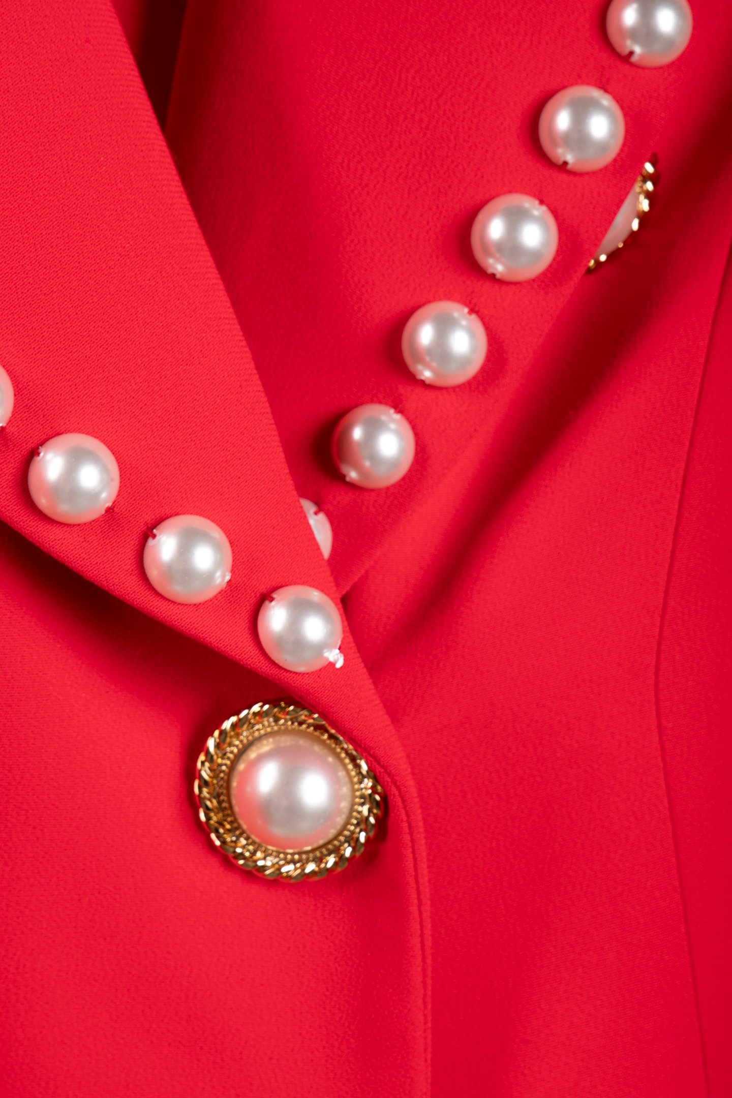 PEARL BUTTONS STRETCH CADY JACKET RED 4