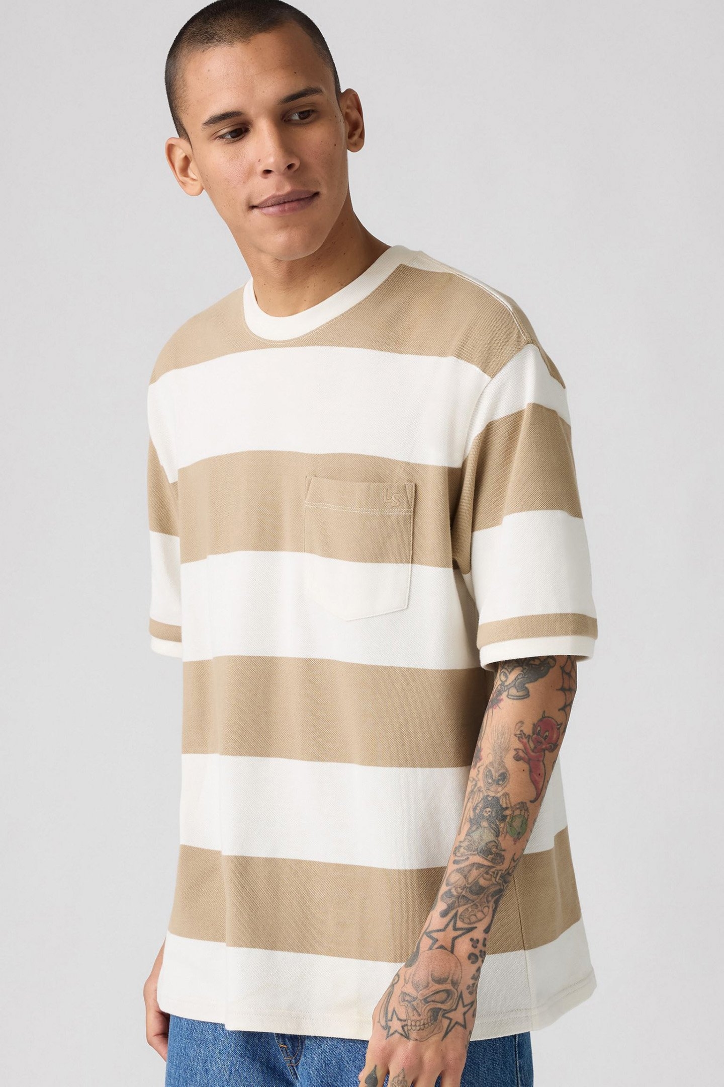 HALF SLEEVE PIQUE TEE RIGBY STRIPE CHINO 4