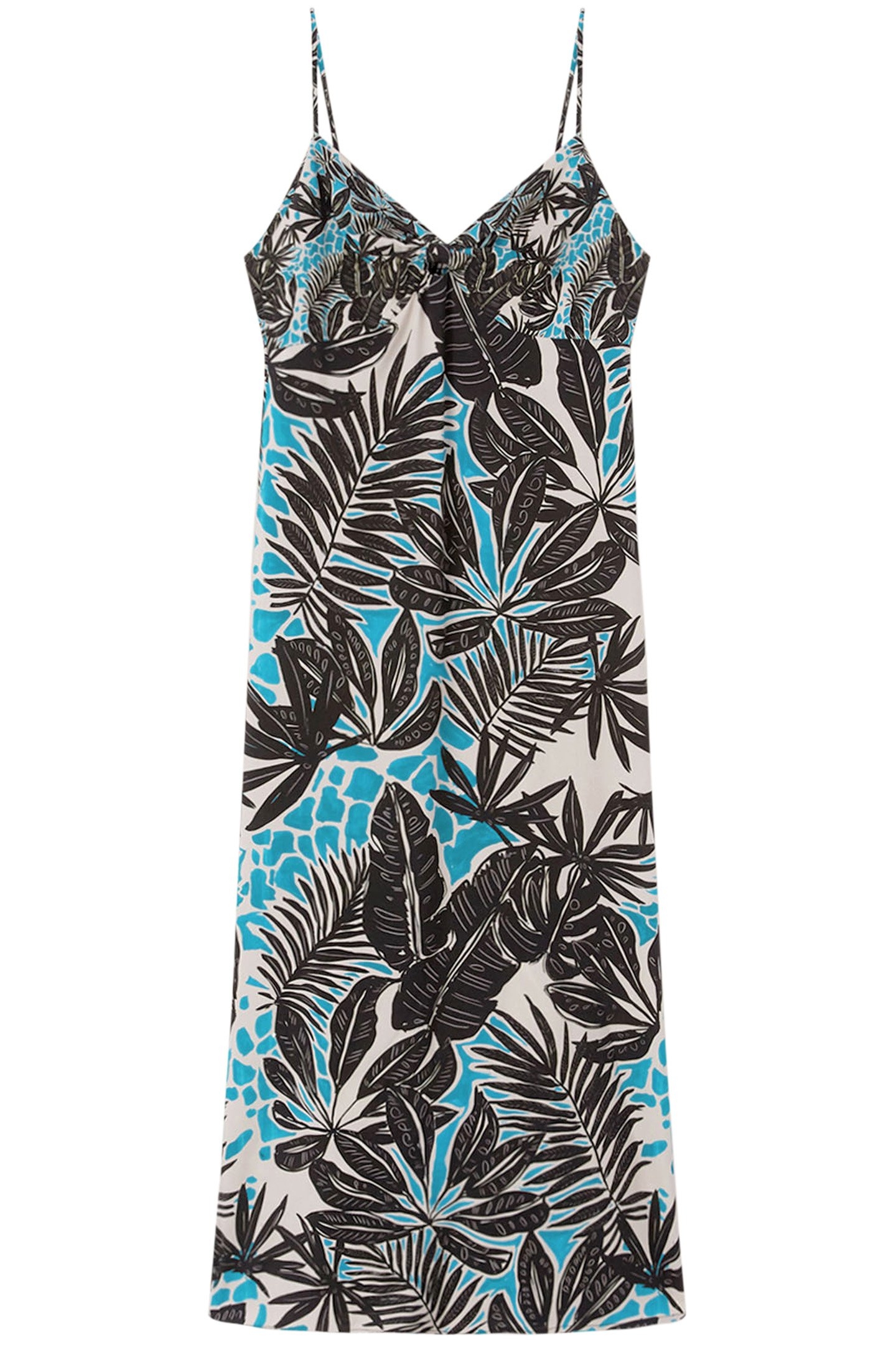 LONG TROPICAL PATTERN DRESS BLACK 3