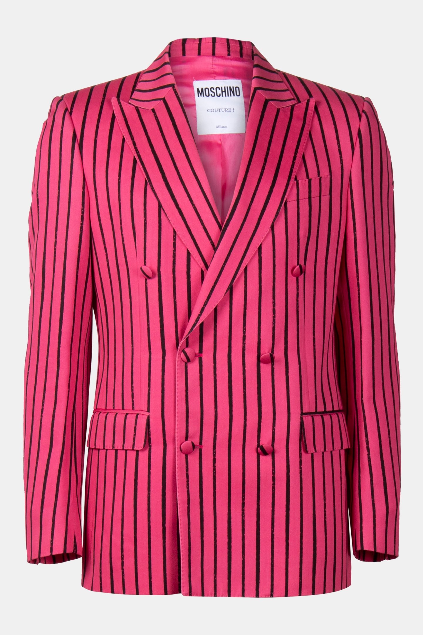 PINSTRIPES PRINT TWILL DOUBLE BREASTED JACKET PINK 3
