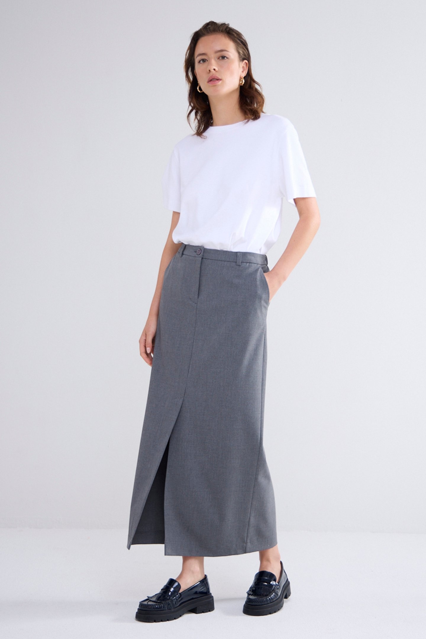 SKIRT VISCOSE BLEND STRETCH GREYS 2