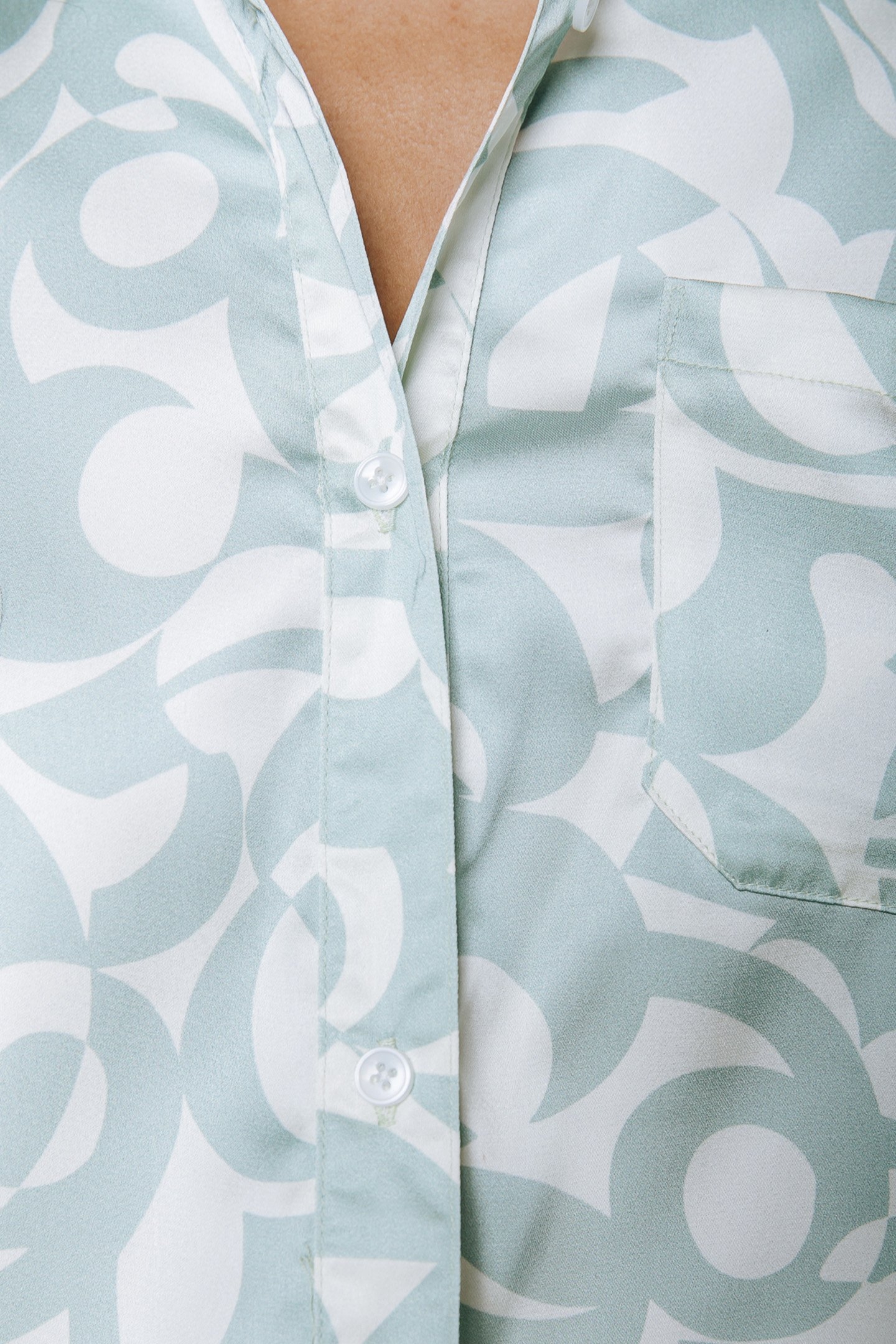 OLET SWIRL SATIN BUTTON DOWN BLOUSE LIGHT MINT 5
