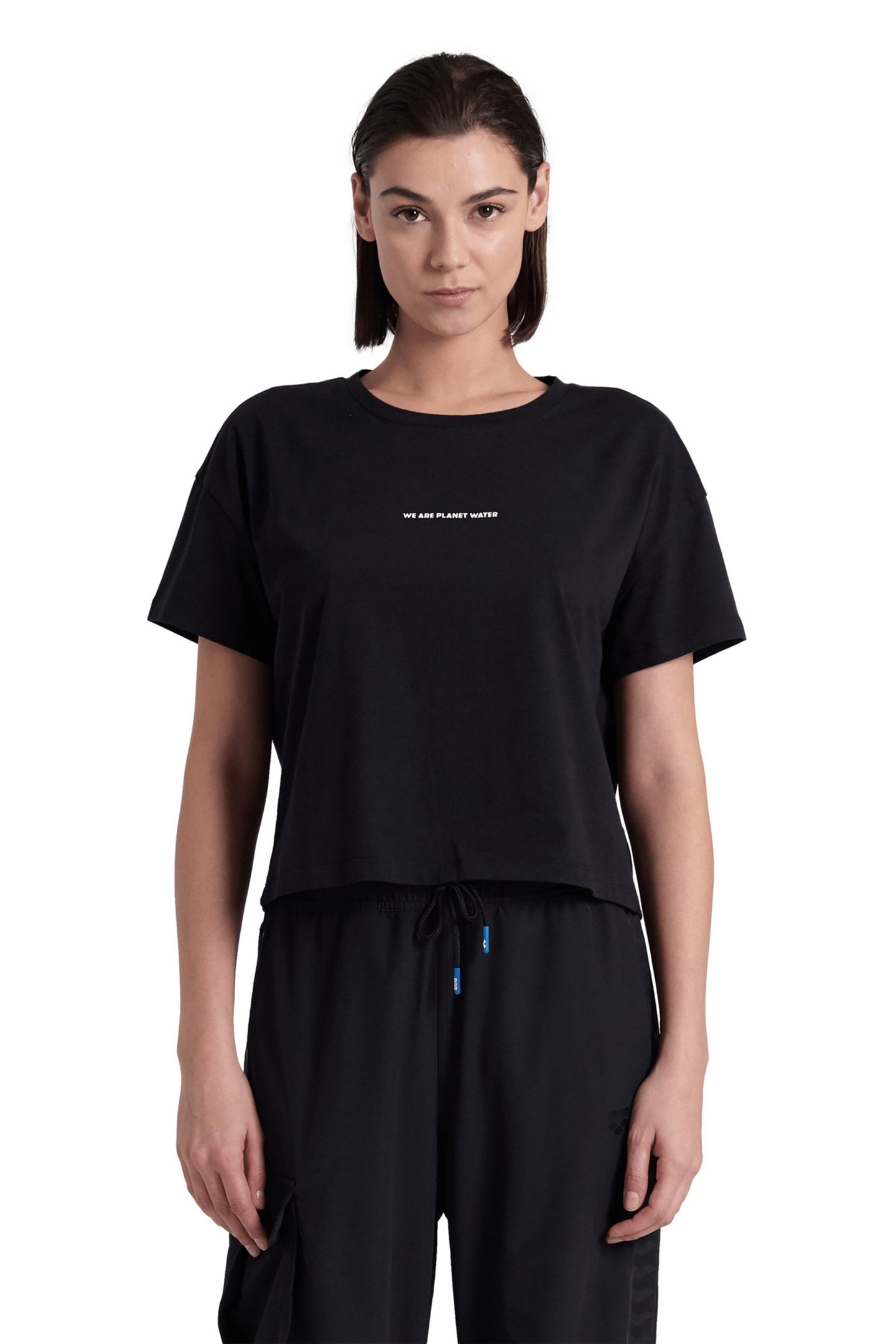 WOMEN'S ARENA CROP TEE PRINTED BLACK 1