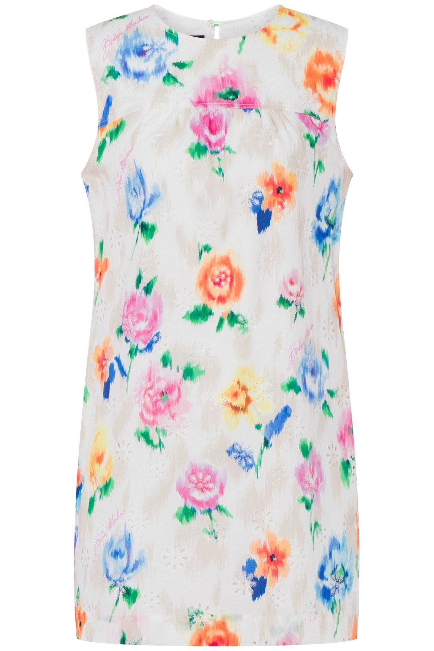 SHORT DRESS IN BRODERIE ANGLAISE FLOWER CHINÉ WHITE 3