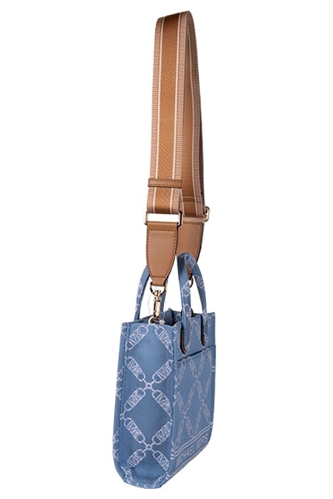 EXTRA SMALL CROSS BODY SHOPPER TOTE BAG IN DENIM 5