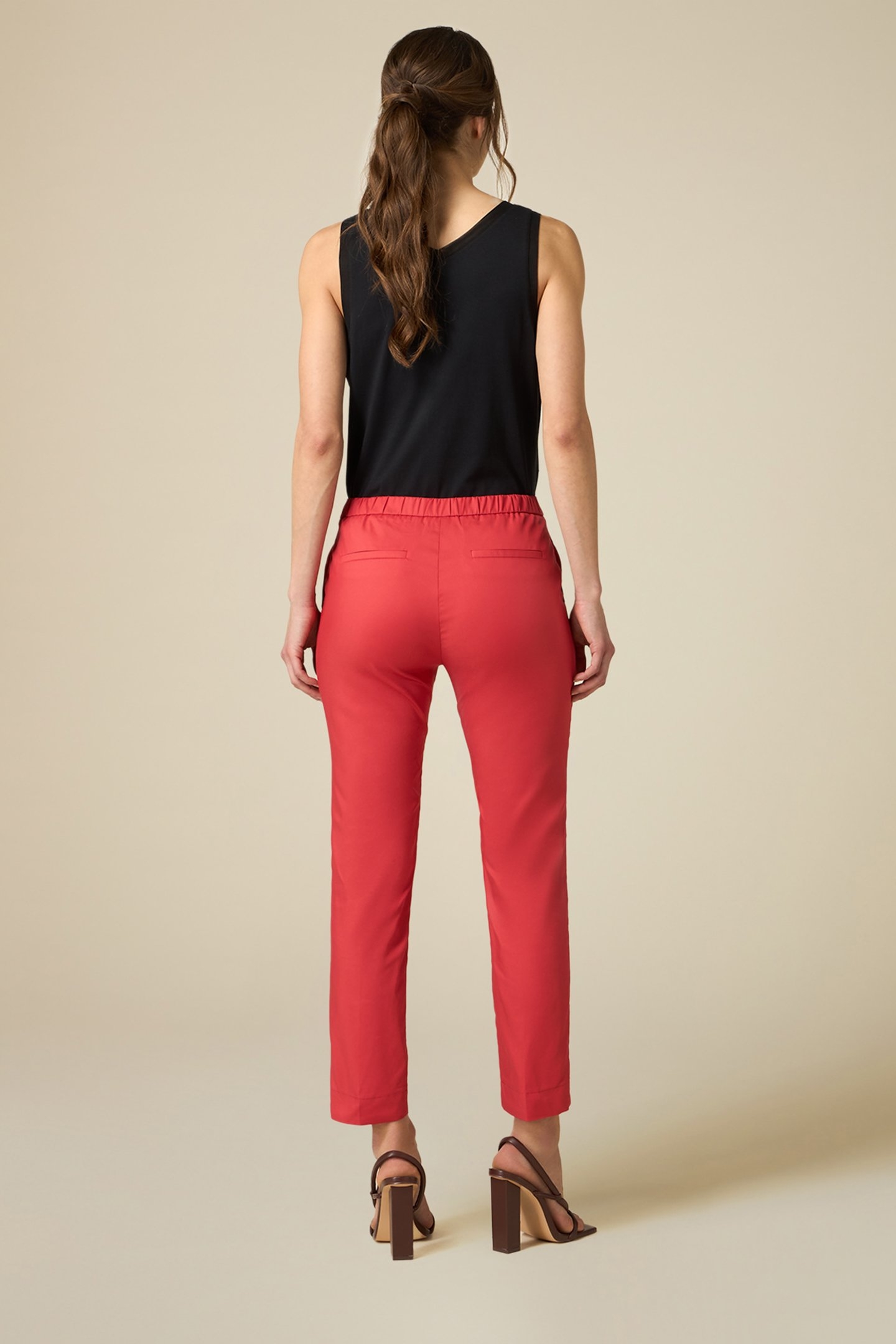 BASIC COTTON-BLEND TROUSERS RED 3