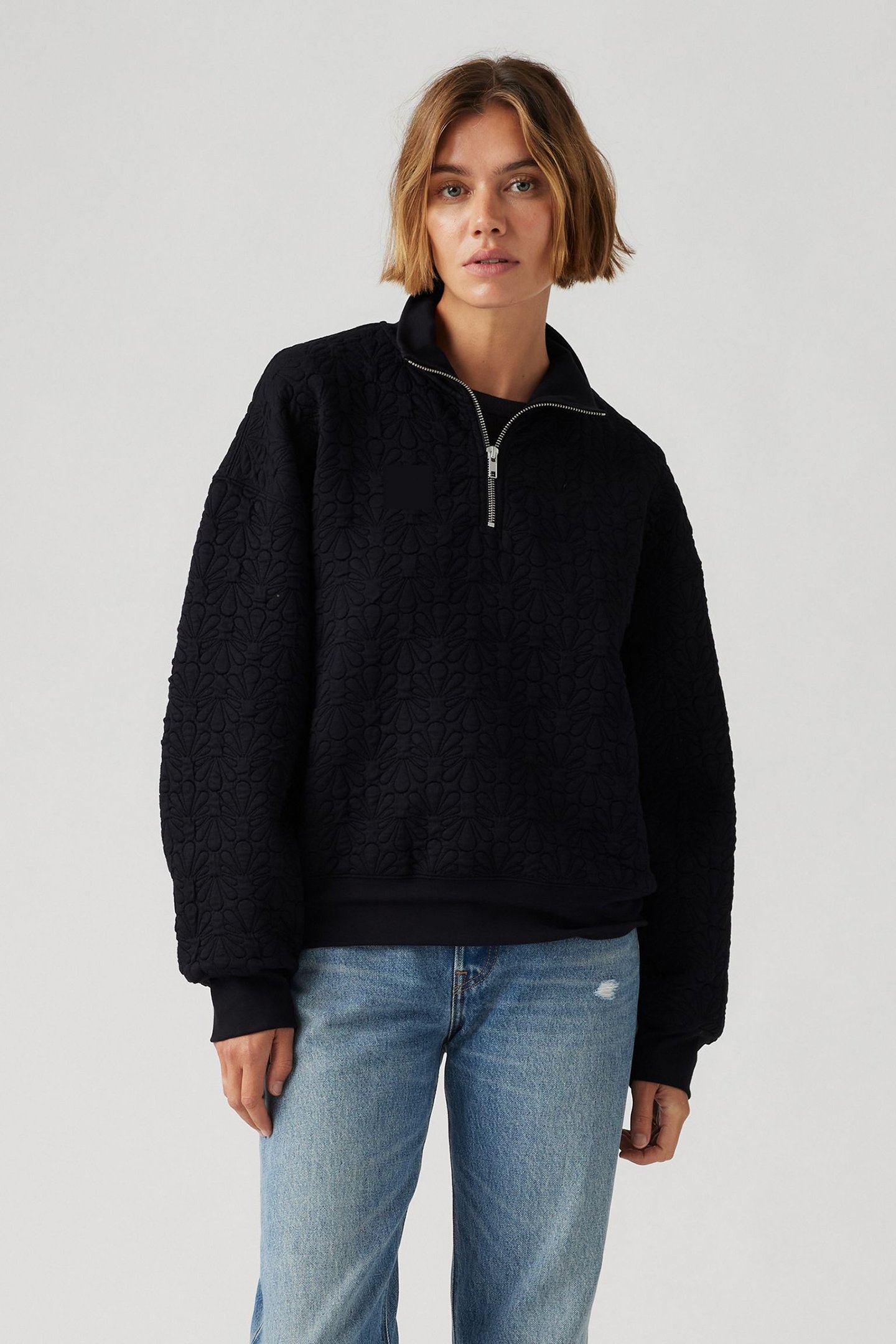 NAVARRO QUILTED 1/4 ZIP ANTHRACITE NIGHT 1