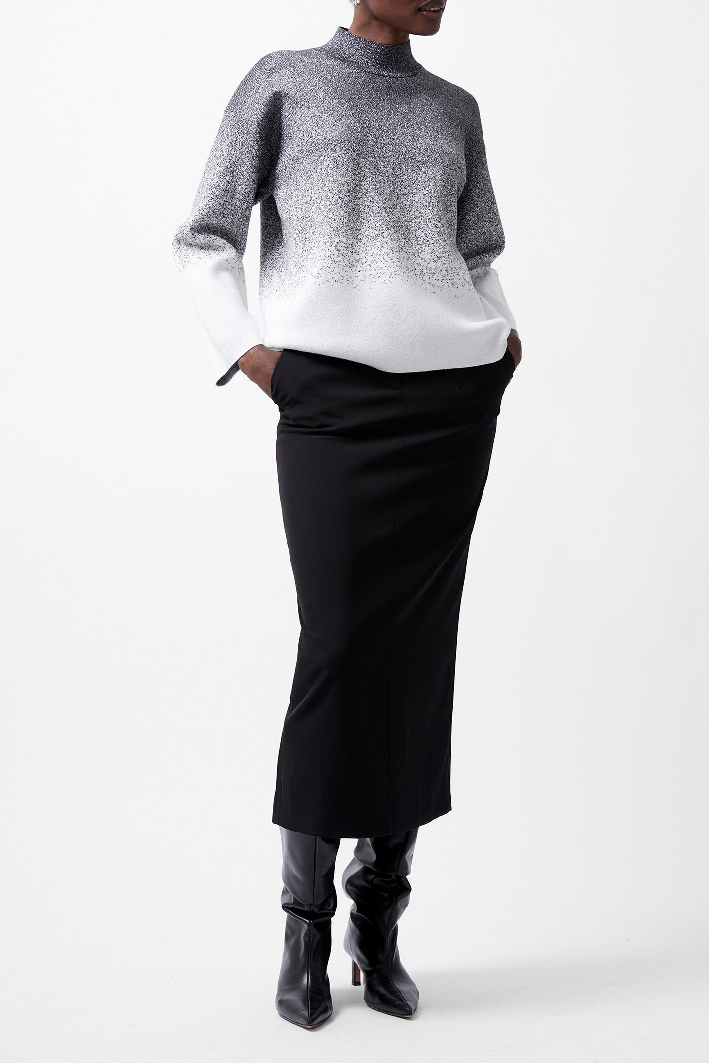 KDAY GRADIENT LS JUMPER BLACKOUT/LINEN WHITE 2