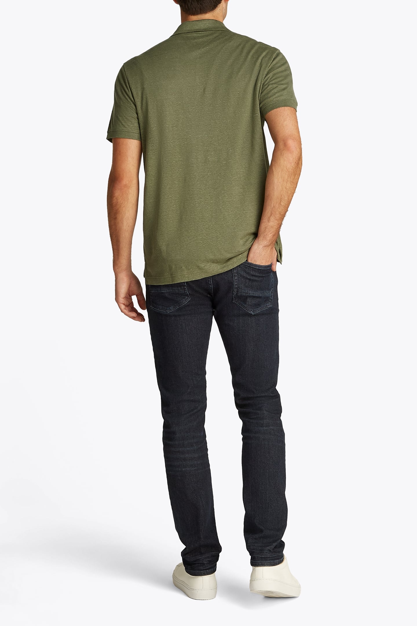 PURE LINEN SHORT SLEEVE POLO SHIRT, NORMAL FIT, BATTLE GREEN 3