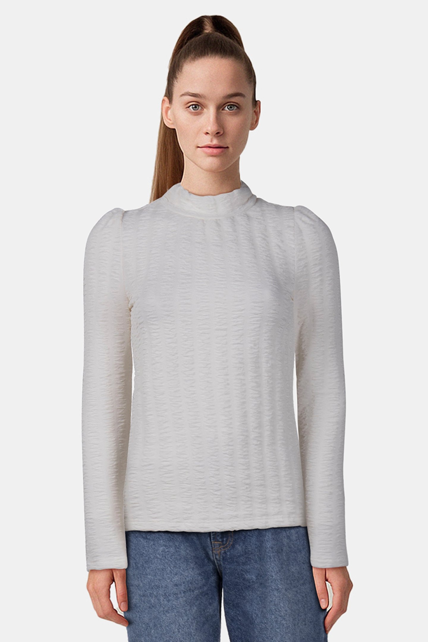 TOP STRUCTURE HIGH NECK OFF WHITE 1