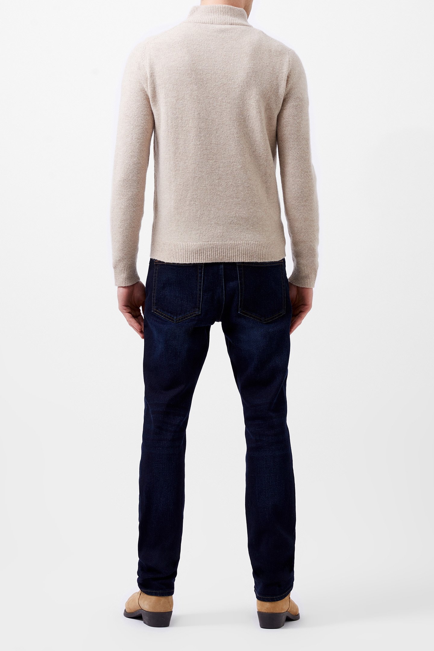 TEXTURED 1/2 ZIP JUMPER SAND 2