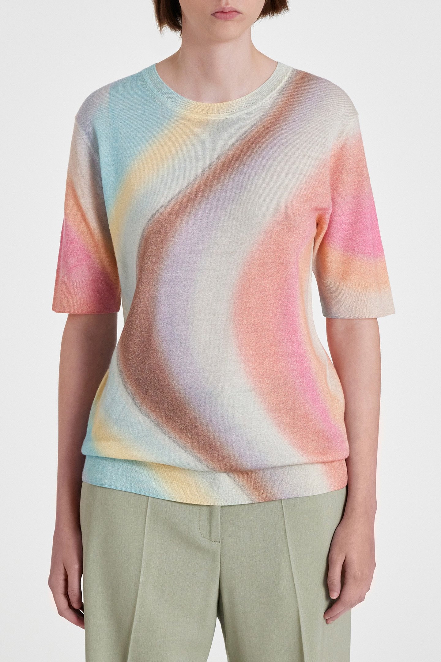 WOMENS KNITTED SWEATER SS CREW NECK SWIRL 1