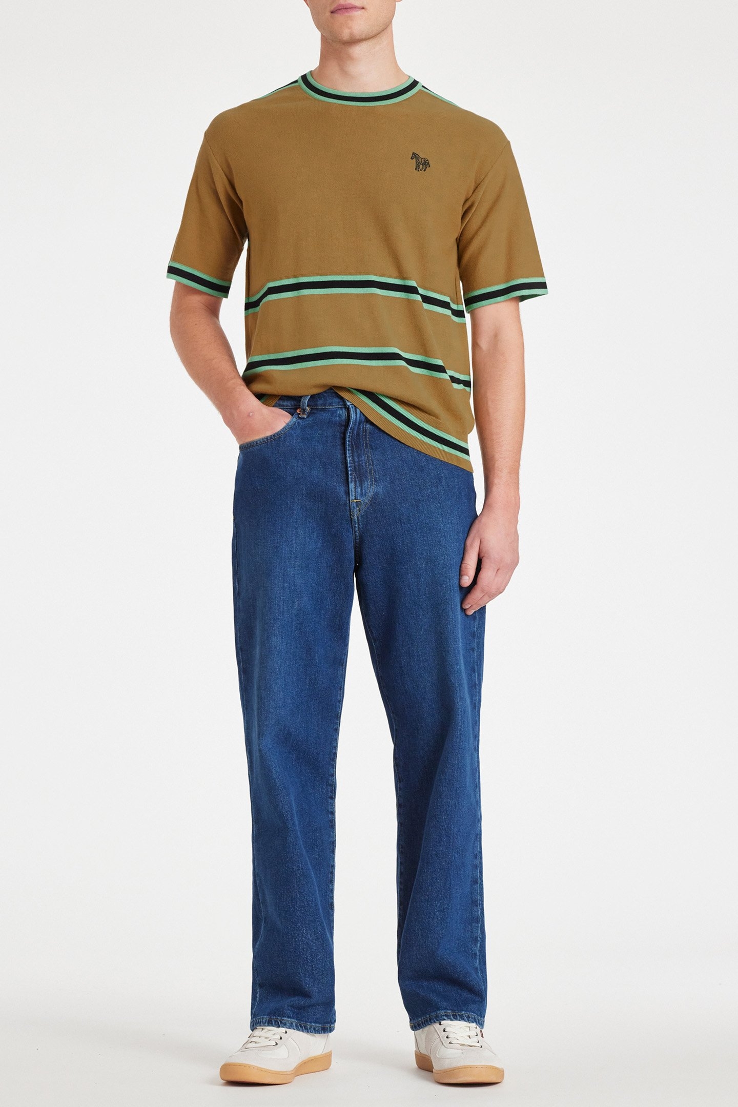 MENS SWEATER SS T SHIRT ZEB EMB KHAKI 3