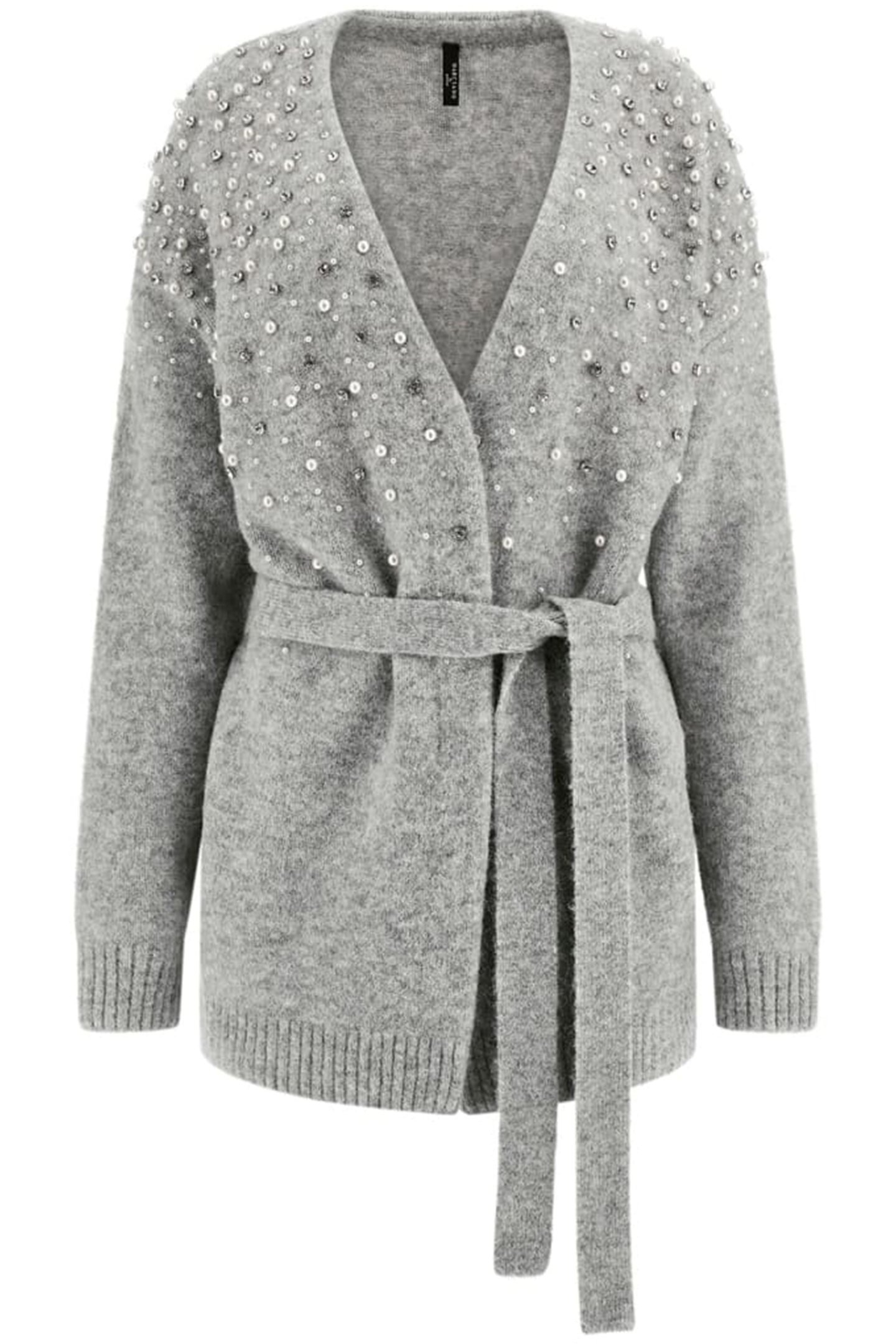 SIBILLA BELTED CARDI LIGHT STONE HEATHER 4