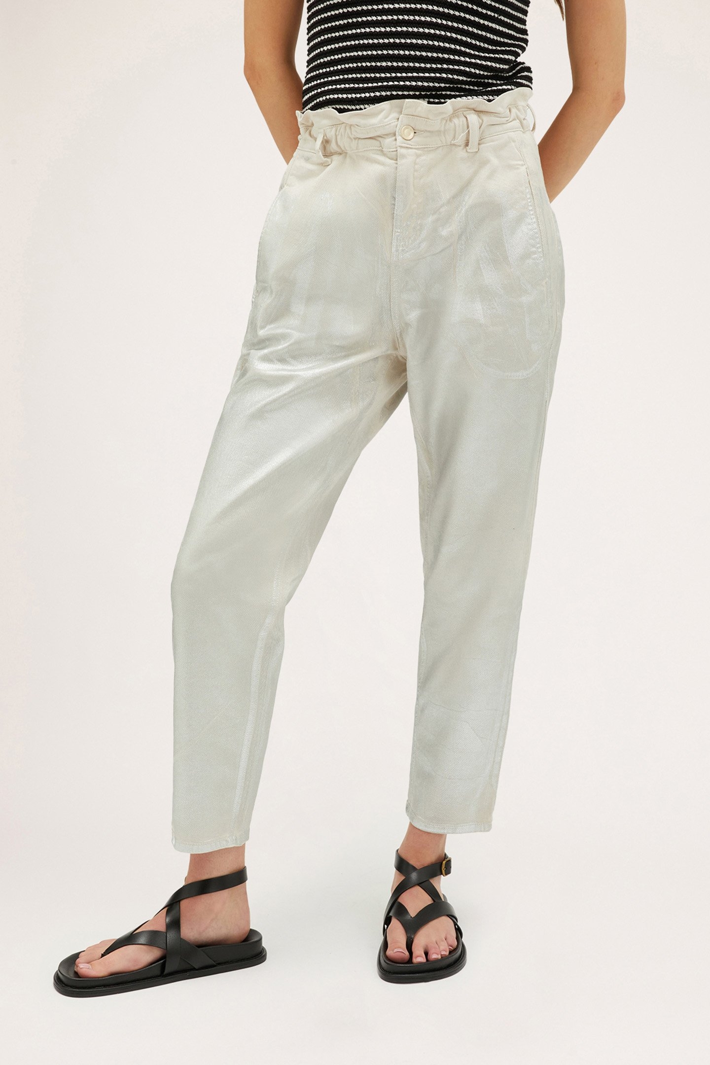 LAMINATED PAPERBAG JEANS GREY 1