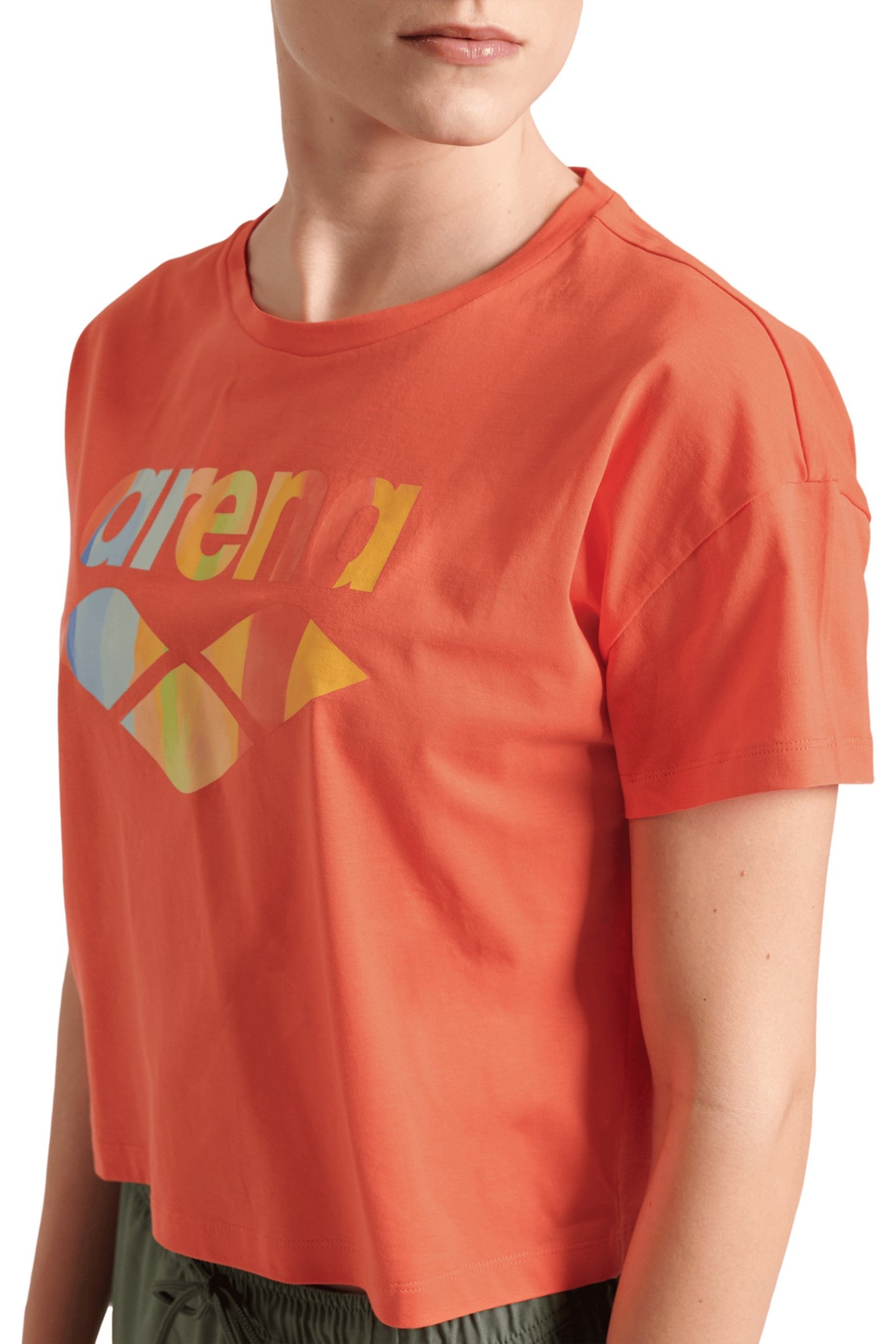 WOMEN'S ARENA CROP TEE PRINTED CALYPSO CORAL 4