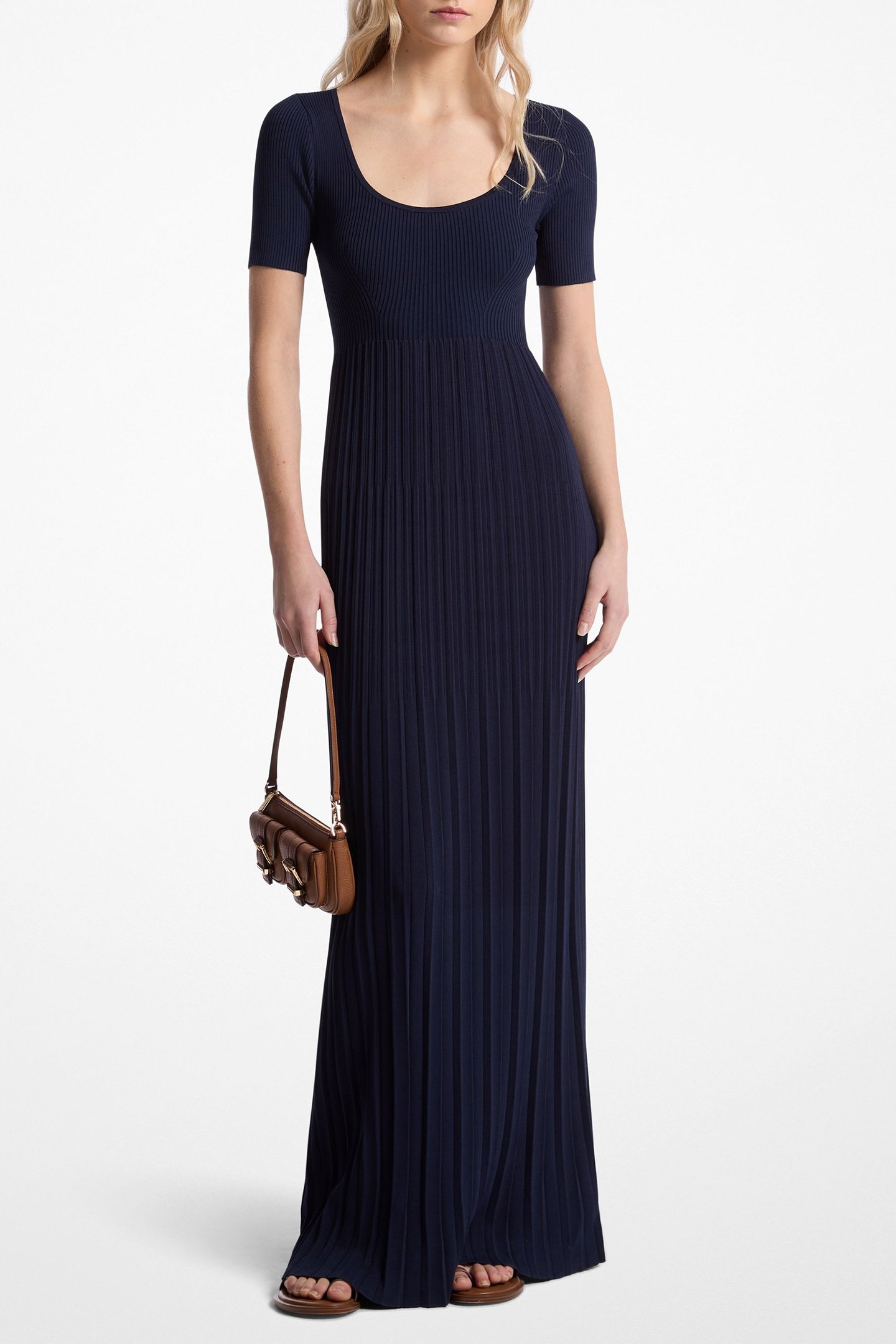 EMPIRE SCOOP NECK SHORT SLEEVE MAXI DRESS IN MIDNIGHT BLUE 1