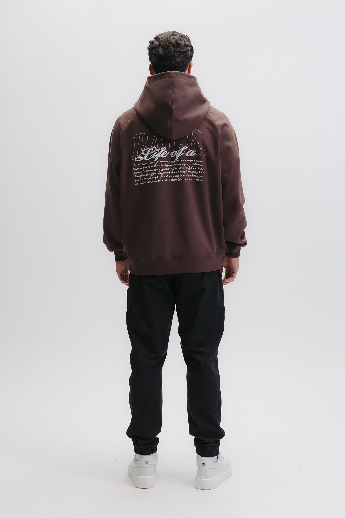 SCRIPT RELAXED FIT HOODIE DEEP BROWN 2