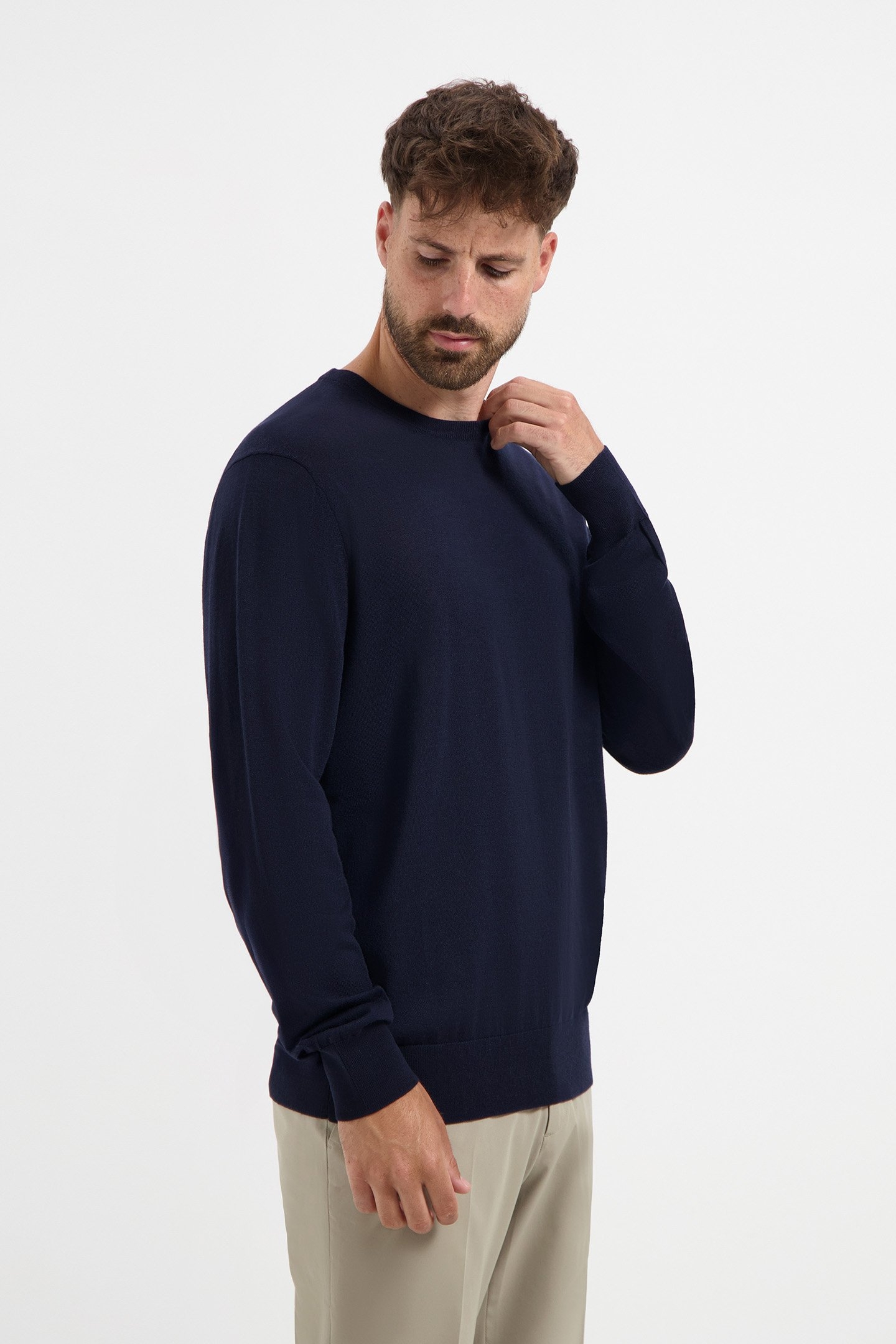 CREW NECK 100% MERINO NAVY BLUE 6