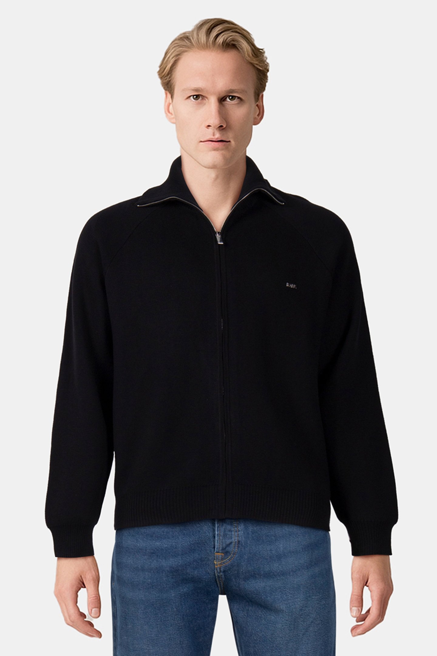 CLUBS KNITTED ZIP SWEATER JET BLACK 1