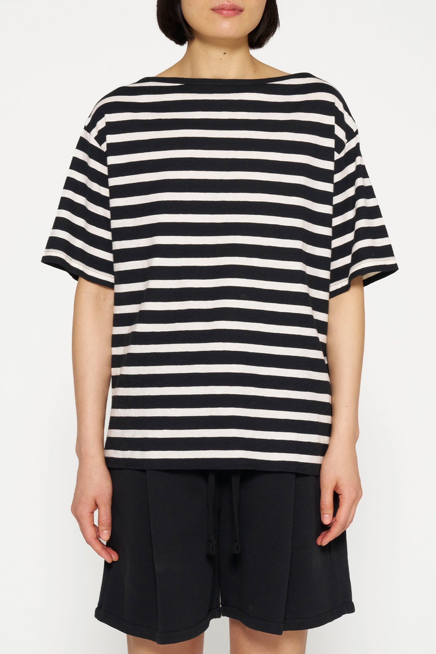 SHORT SLEEVE TEE STRIPES BLACK/LIGHT NATURAL 1