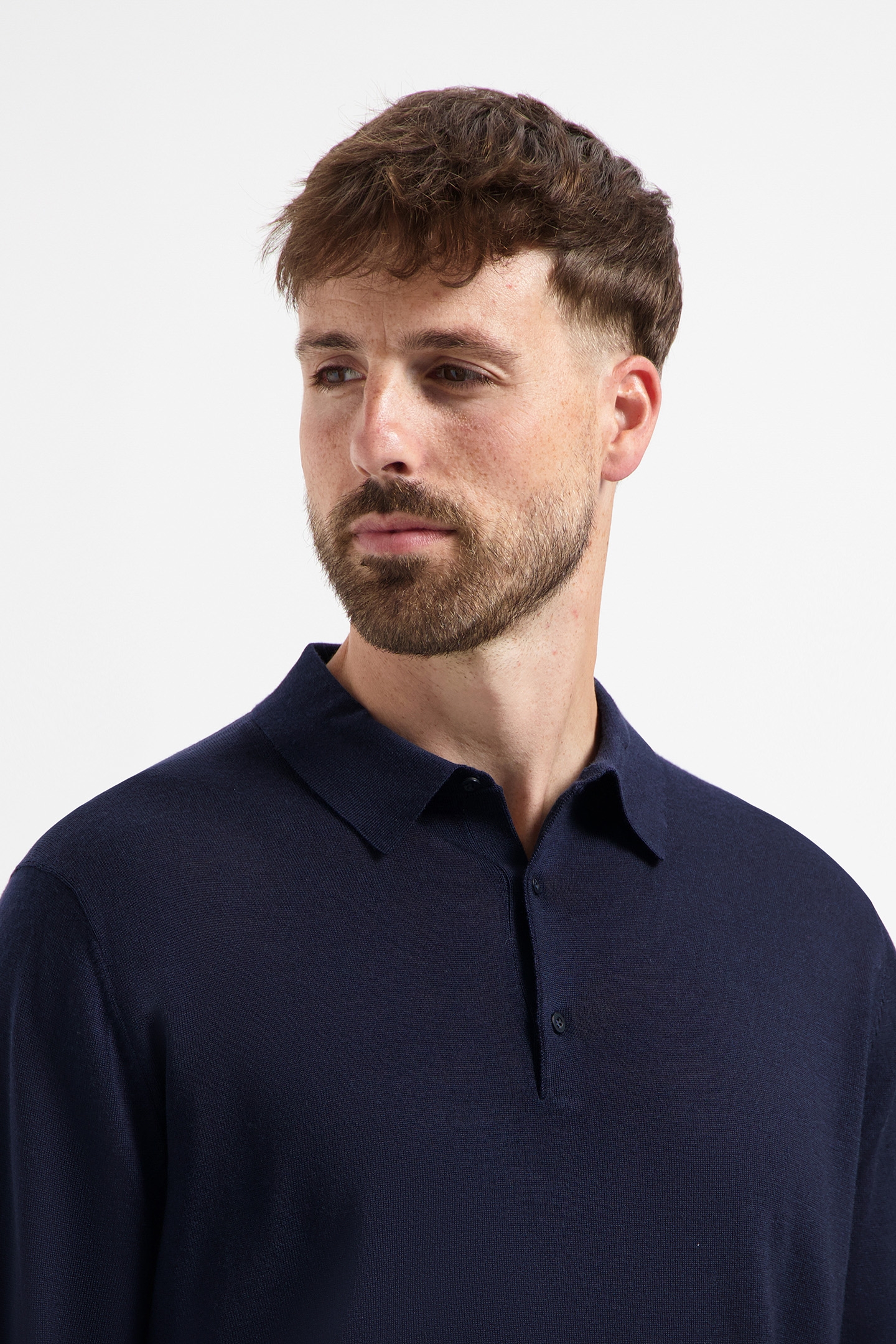 POLO LONG SLEEVE 100% MERINO NAVY BLUE 5