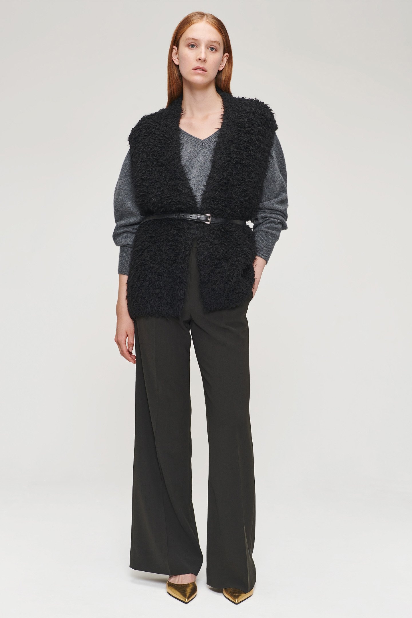 FURRY ALPACA KNITTED GILET BLACK 5