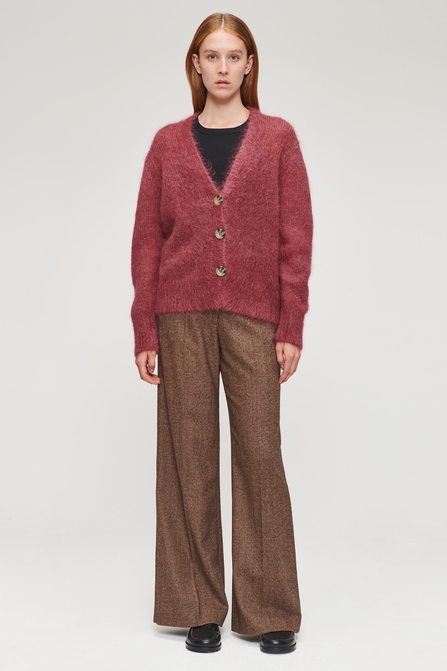 SOFT MOHAIR CARDIGAN PLUM 3