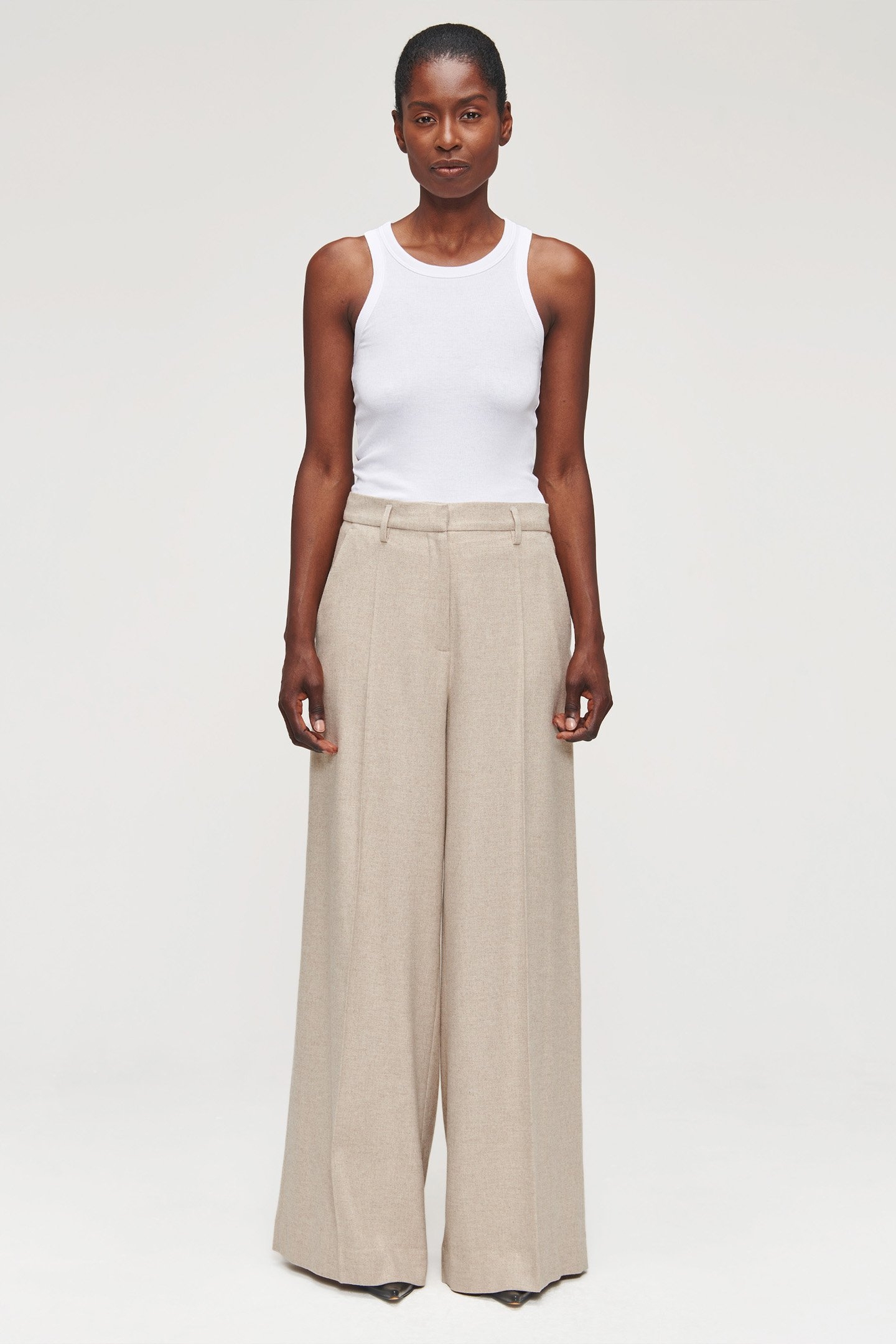 WIDE LEG FLANNEL PANTS SIMPLY TAUPE 3