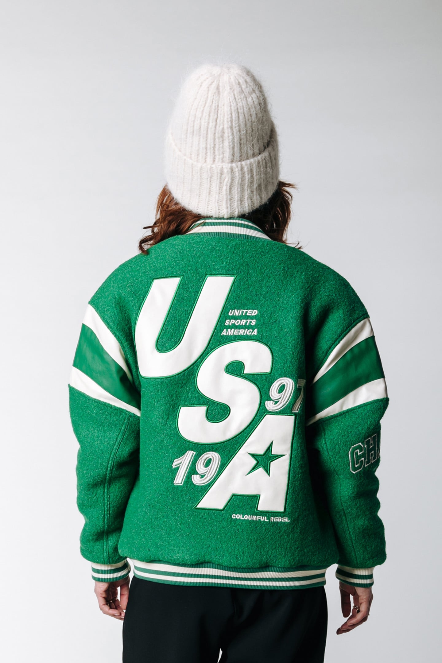 JOAN BASEBALL BOMBER JACKET DEEP GREEN 2