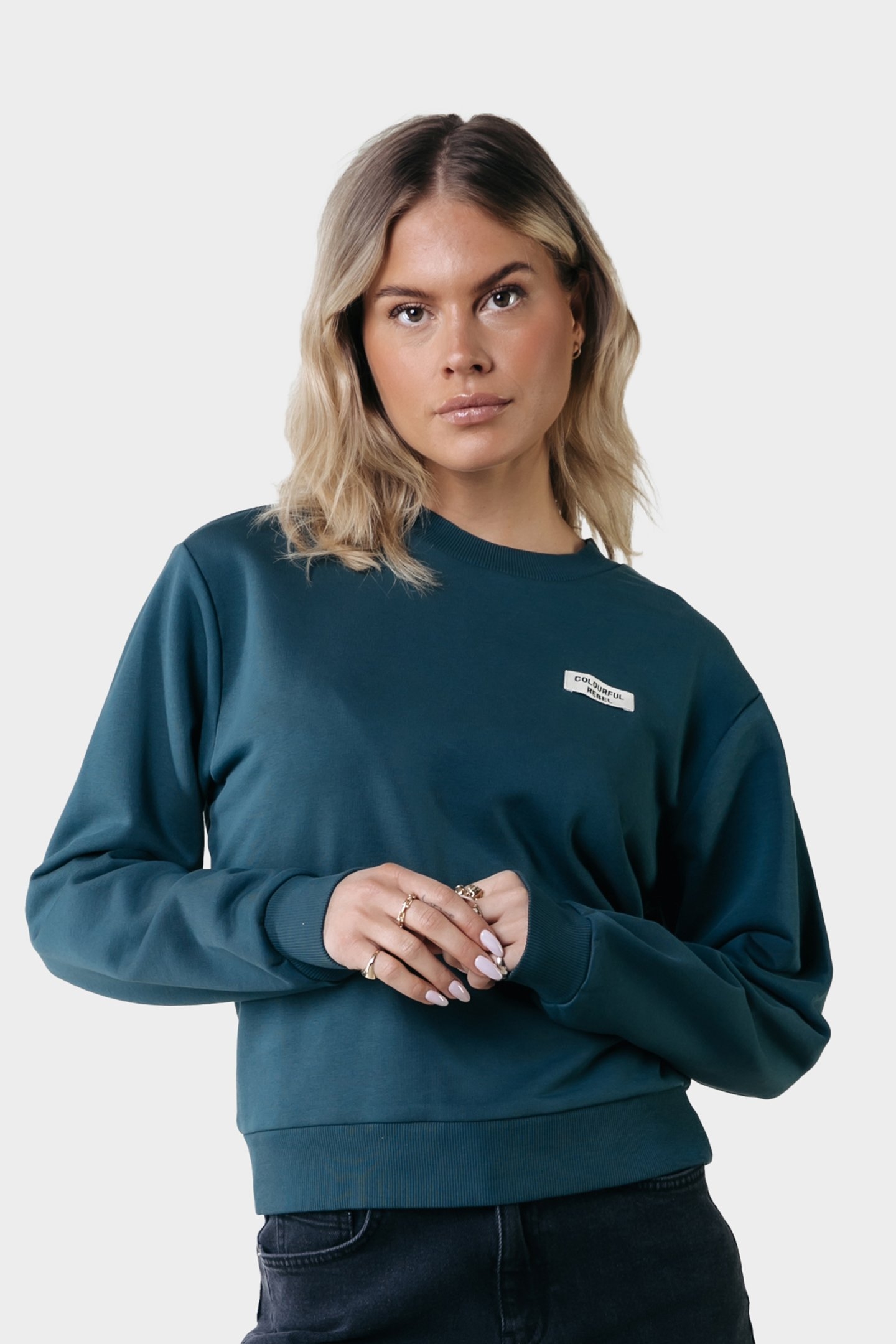 UNI LABEL RELAXED SWEAT ATLANTIC GREEN 1