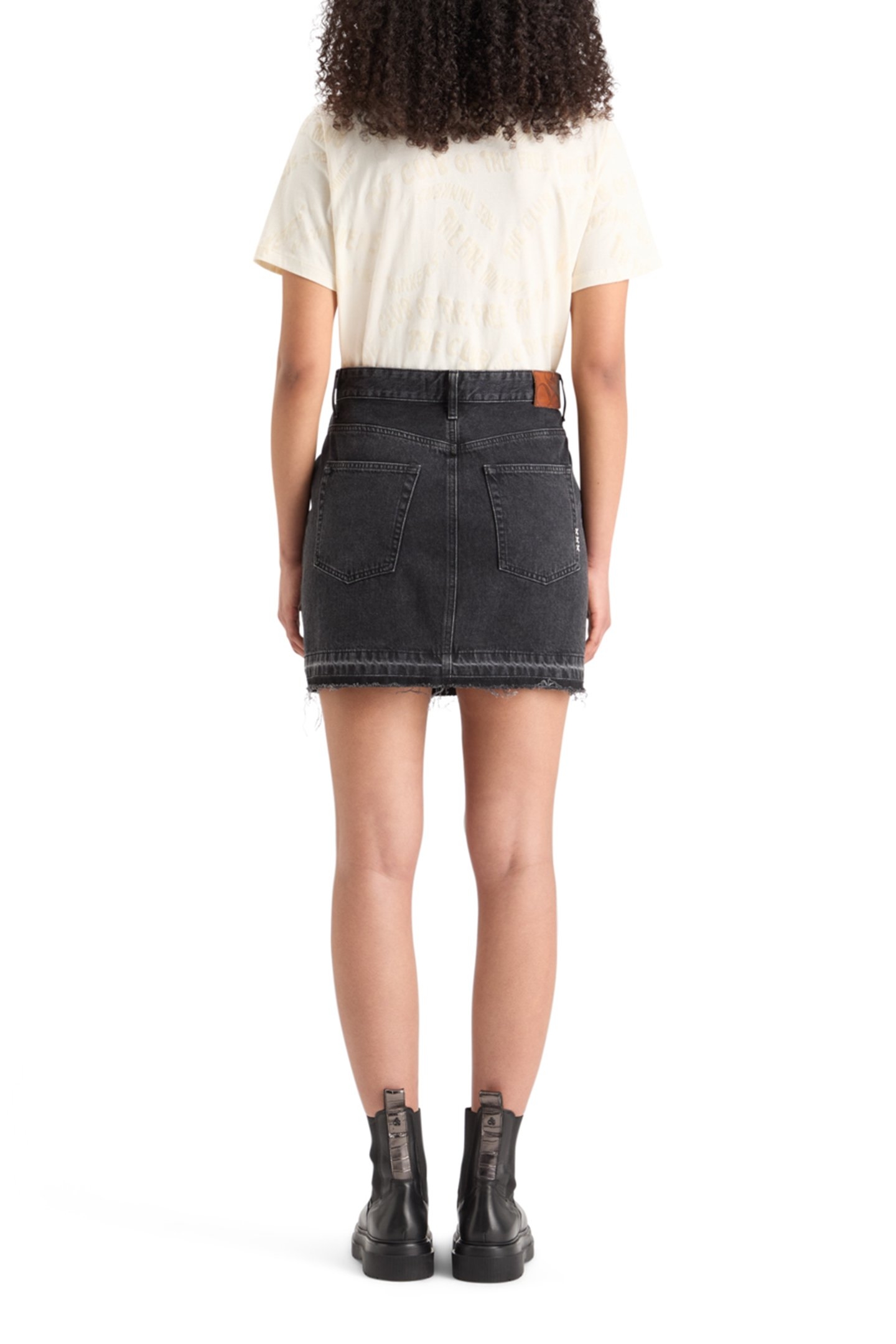 WASHED BLACK DENIM MINI SKIRT WITH CARGO POCKETS CITY BUZZ 2