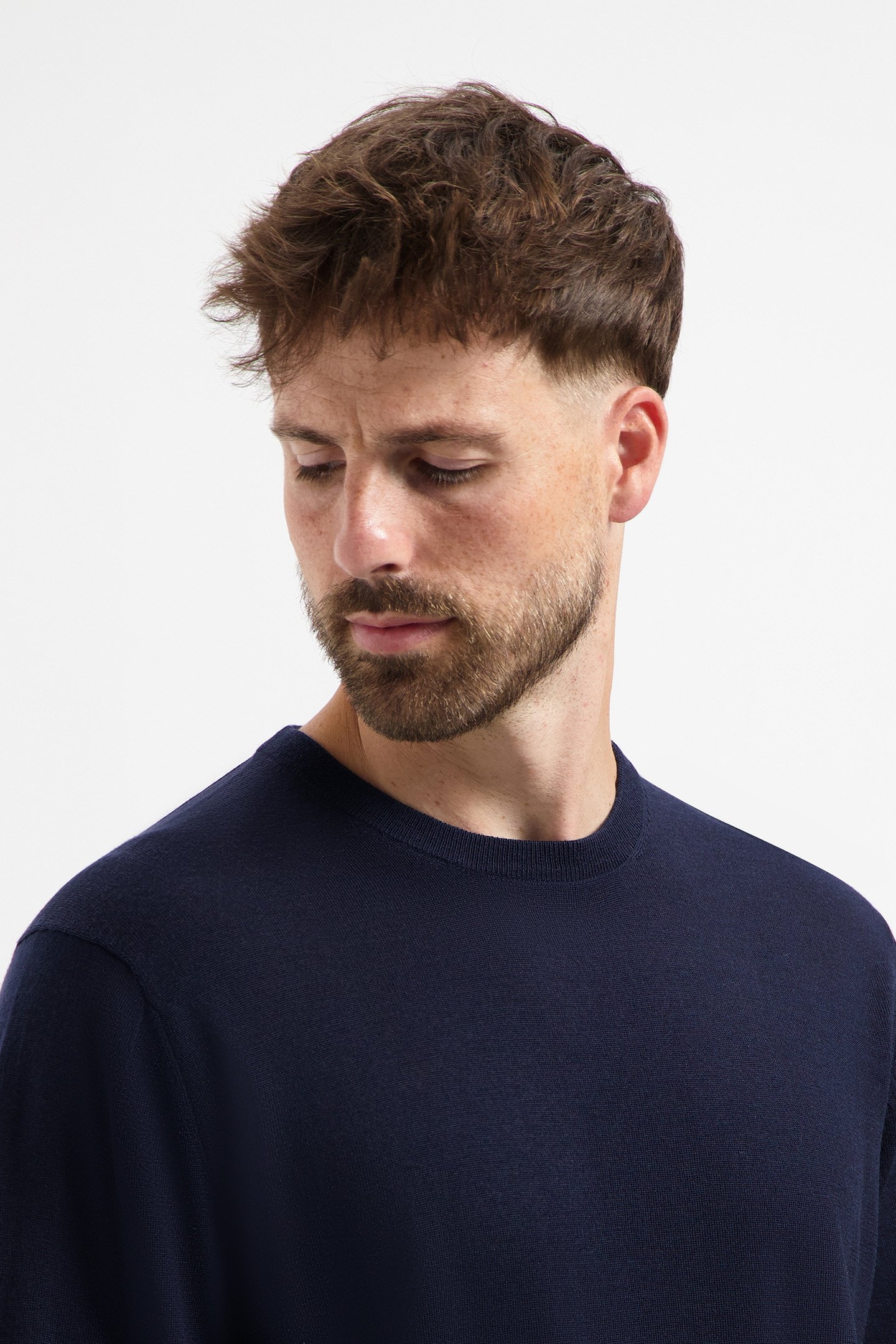 CREW NECK 100% MERINO NAVY BLUE 7